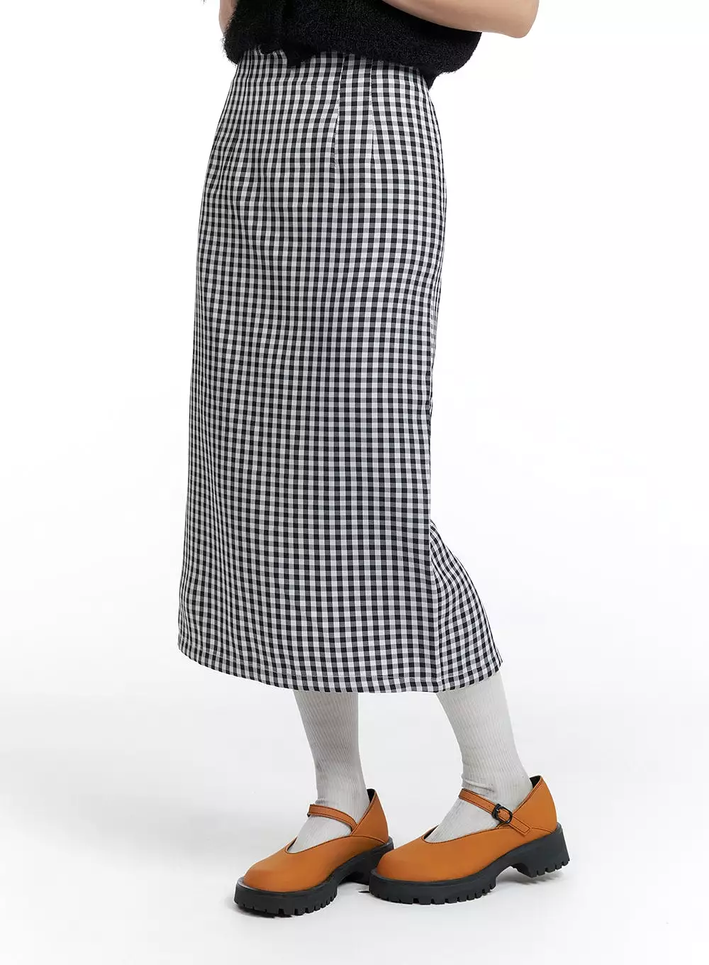 Checkered Maxi Skirt With Mid Waist OF416.