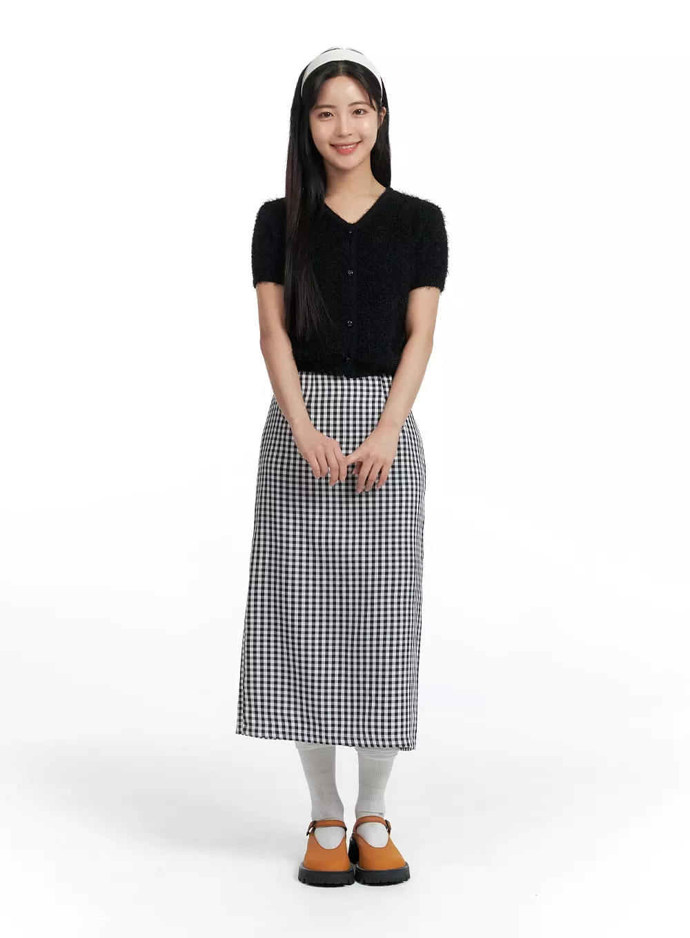 Checkered Maxi Skirt With Mid Waist OF416.