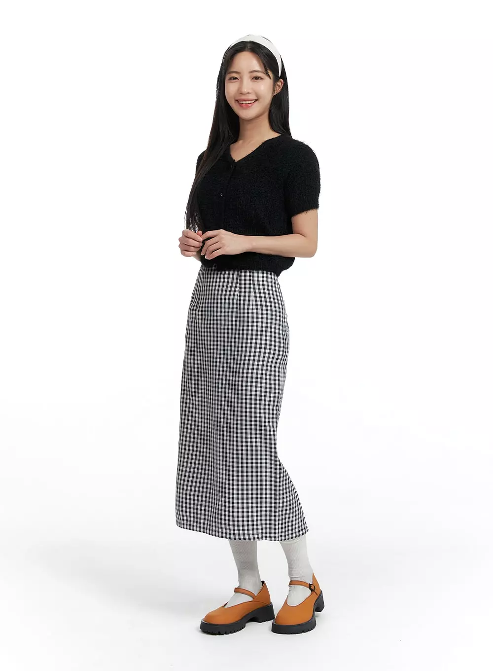 Checkered Maxi Skirt With Mid Waist OF416.