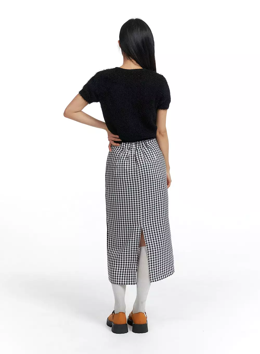 Checkered Maxi Skirt With Mid Waist OF416.