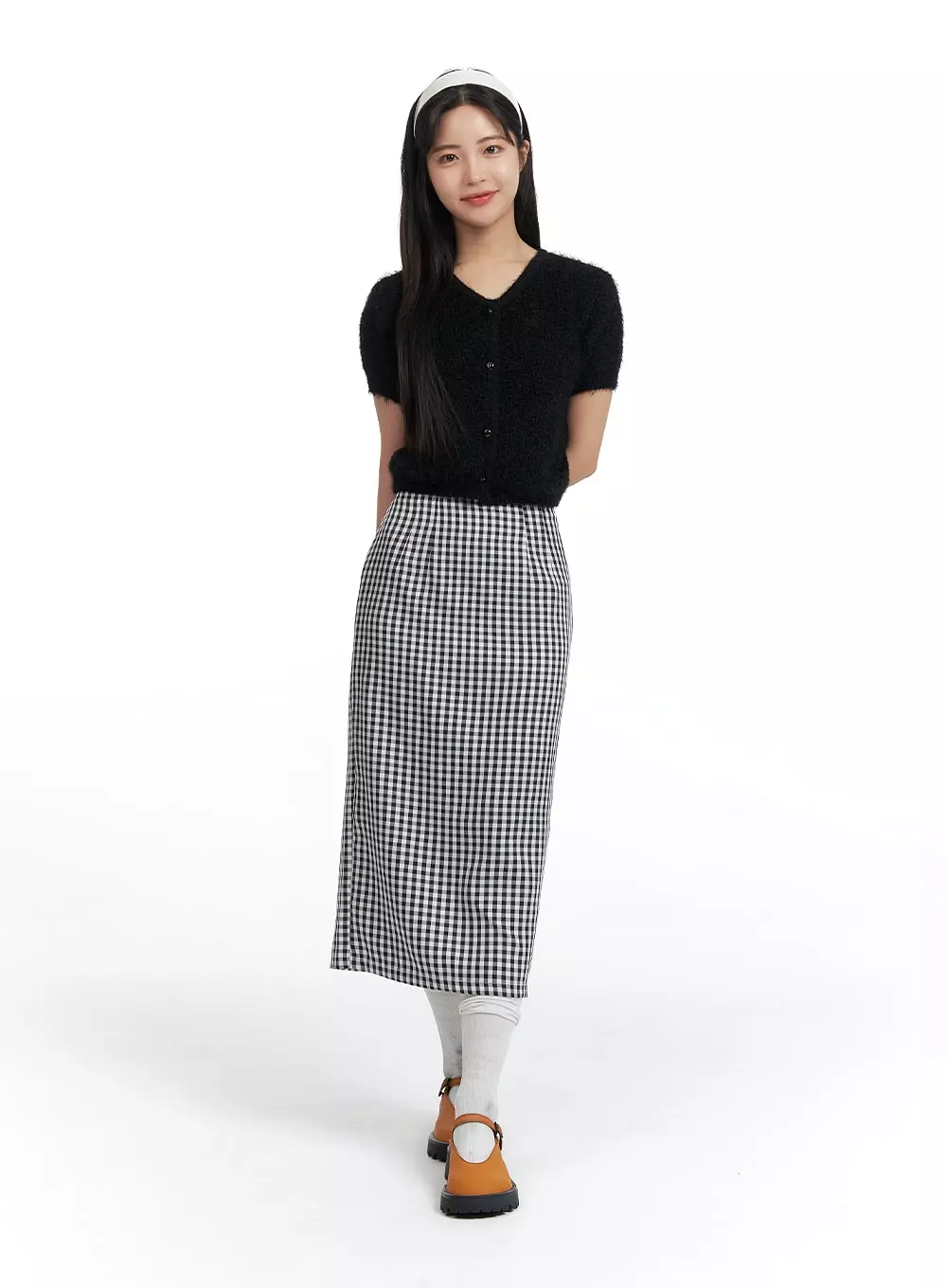 Checkered Maxi Skirt With Mid Waist OF416.