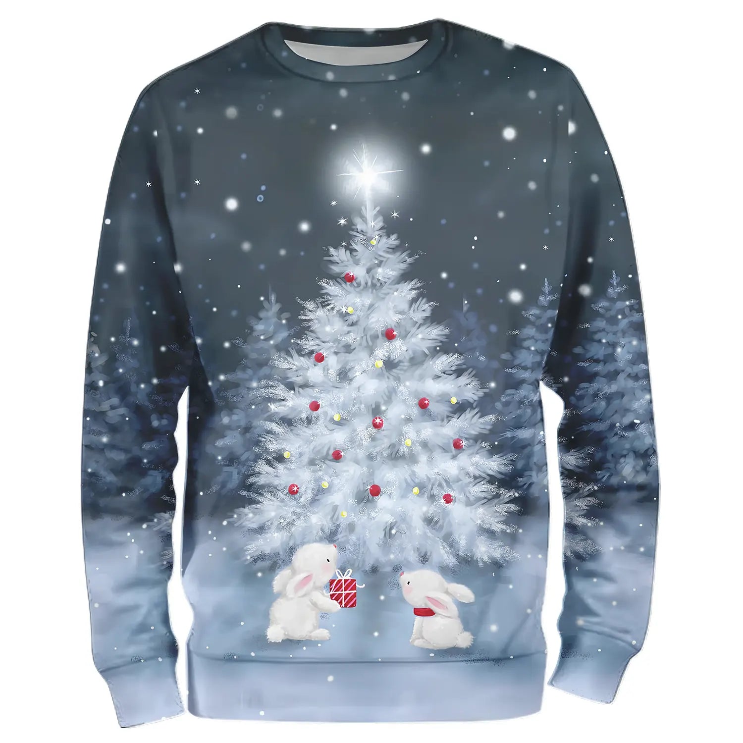 Christmas Tree Print Sweatshirt, Casual Long Sleeve Round Neck Sweatshirt - CT04112332