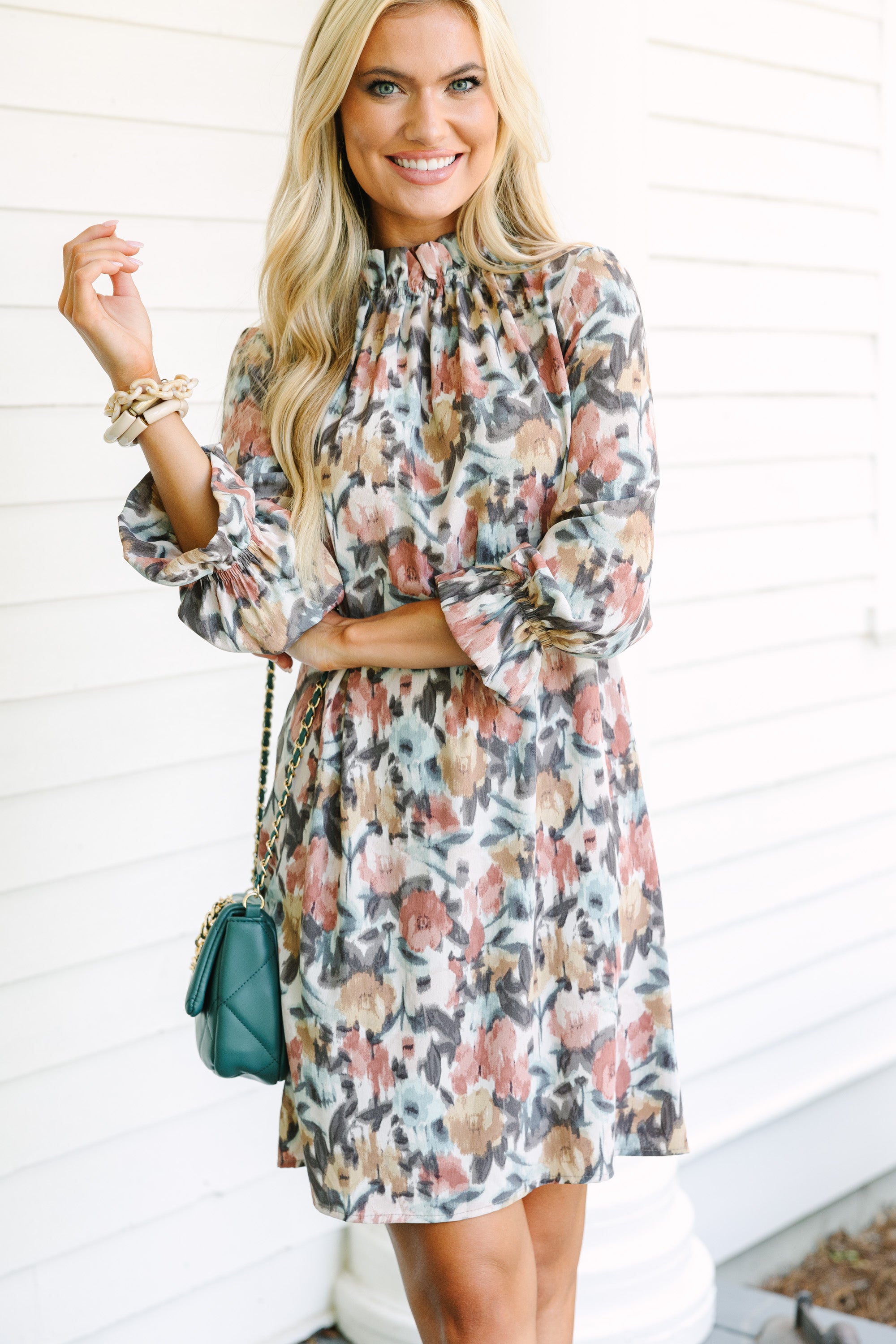 Cinnamon Brown Floral Shift Dress