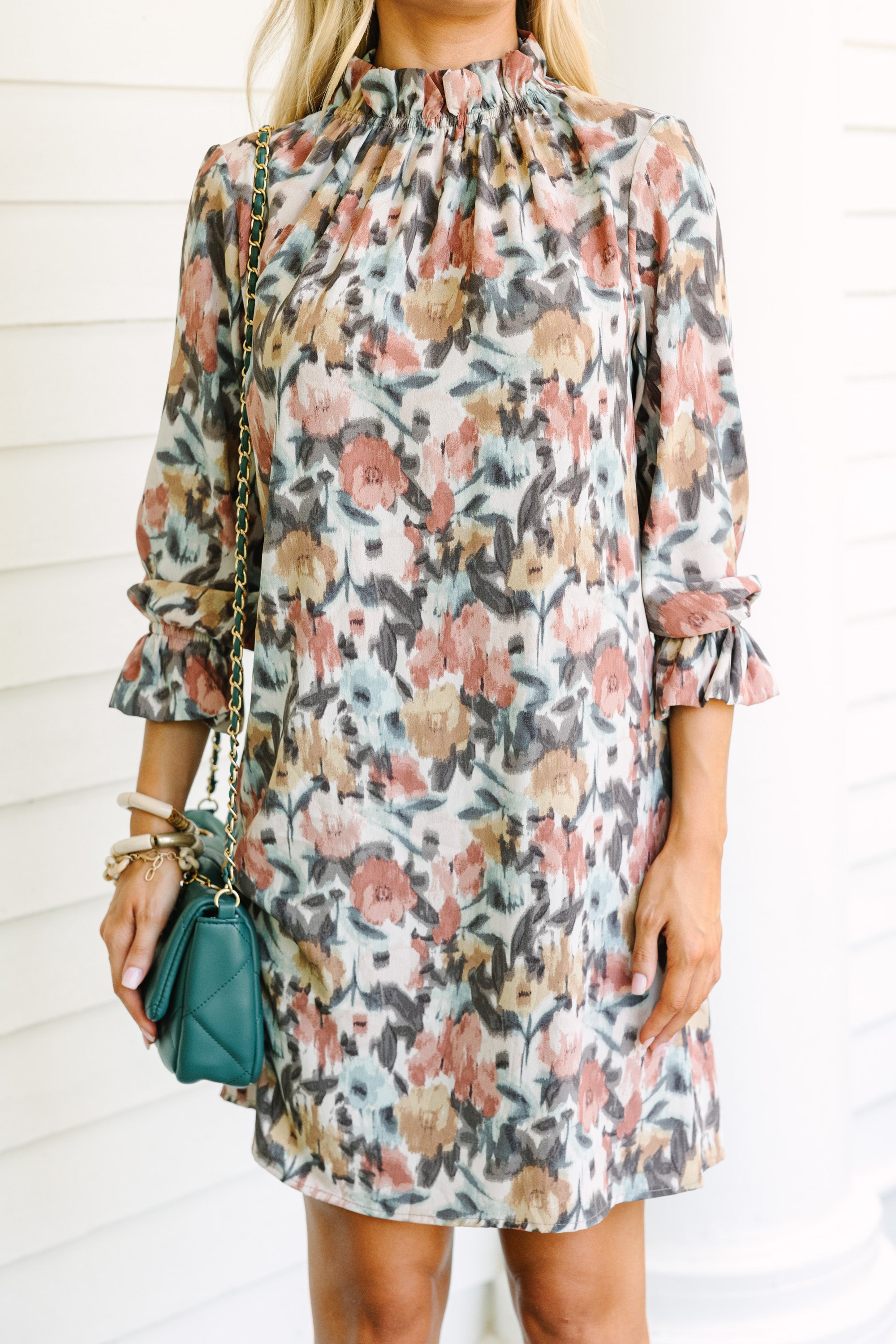 Cinnamon Brown Floral Shift Dress