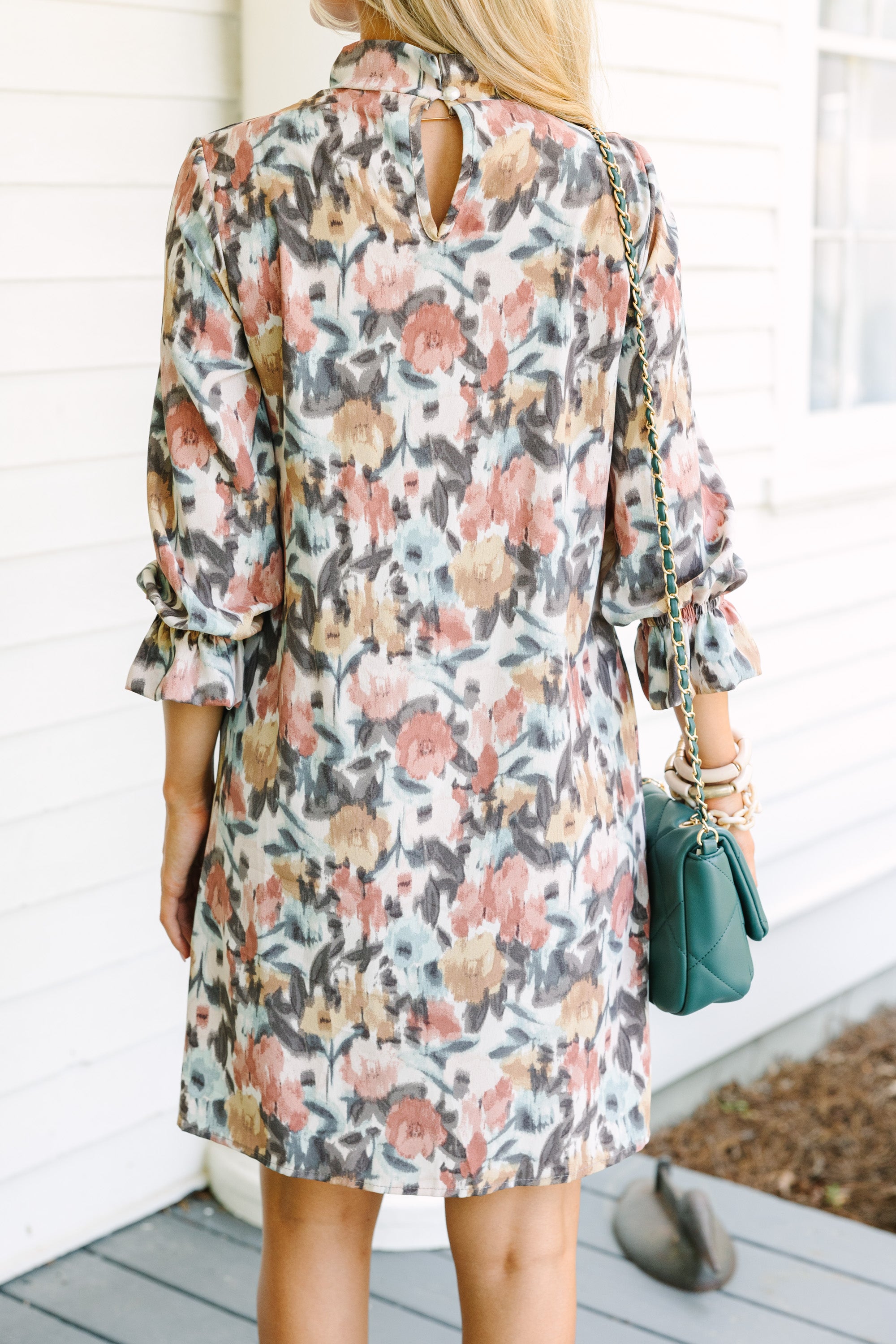 Cinnamon Brown Floral Shift Dress