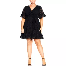 City Chic Women's Shift Dress with Picot Trim