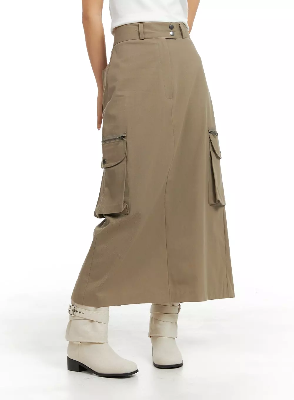 CM422 Cargo Maxi Skirt - Two Button Design