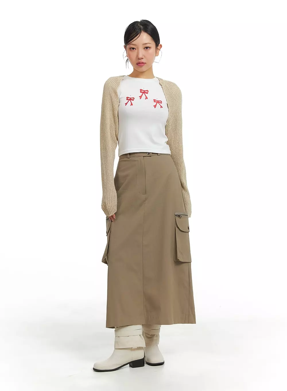 CM422 Cargo Maxi Skirt - Two Button Design