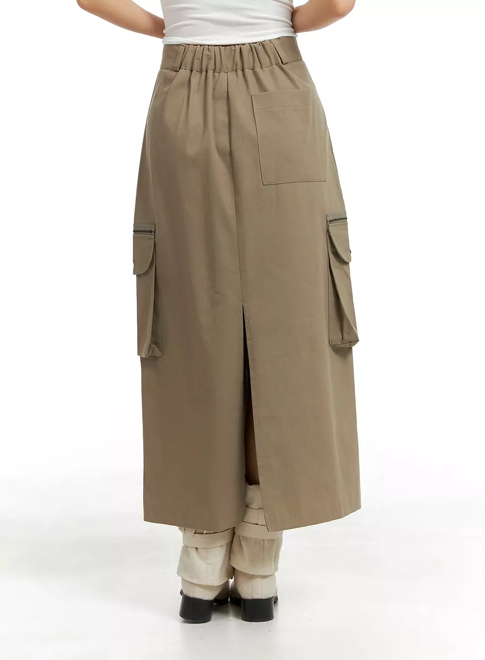 CM422 Cargo Maxi Skirt - Two Button Design