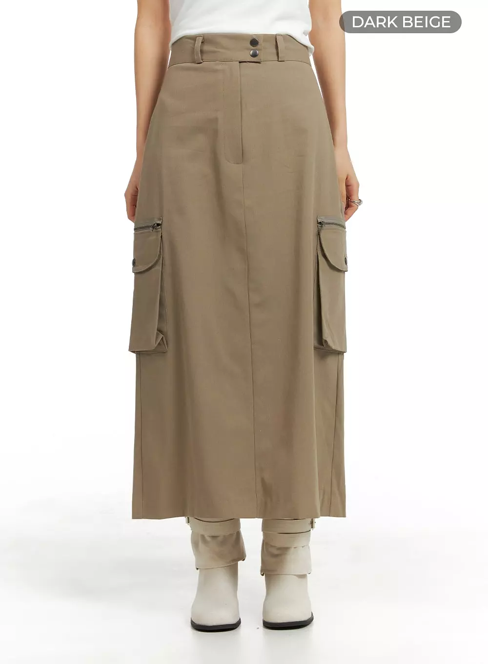 CM422 Cargo Maxi Skirt - Two Button Design