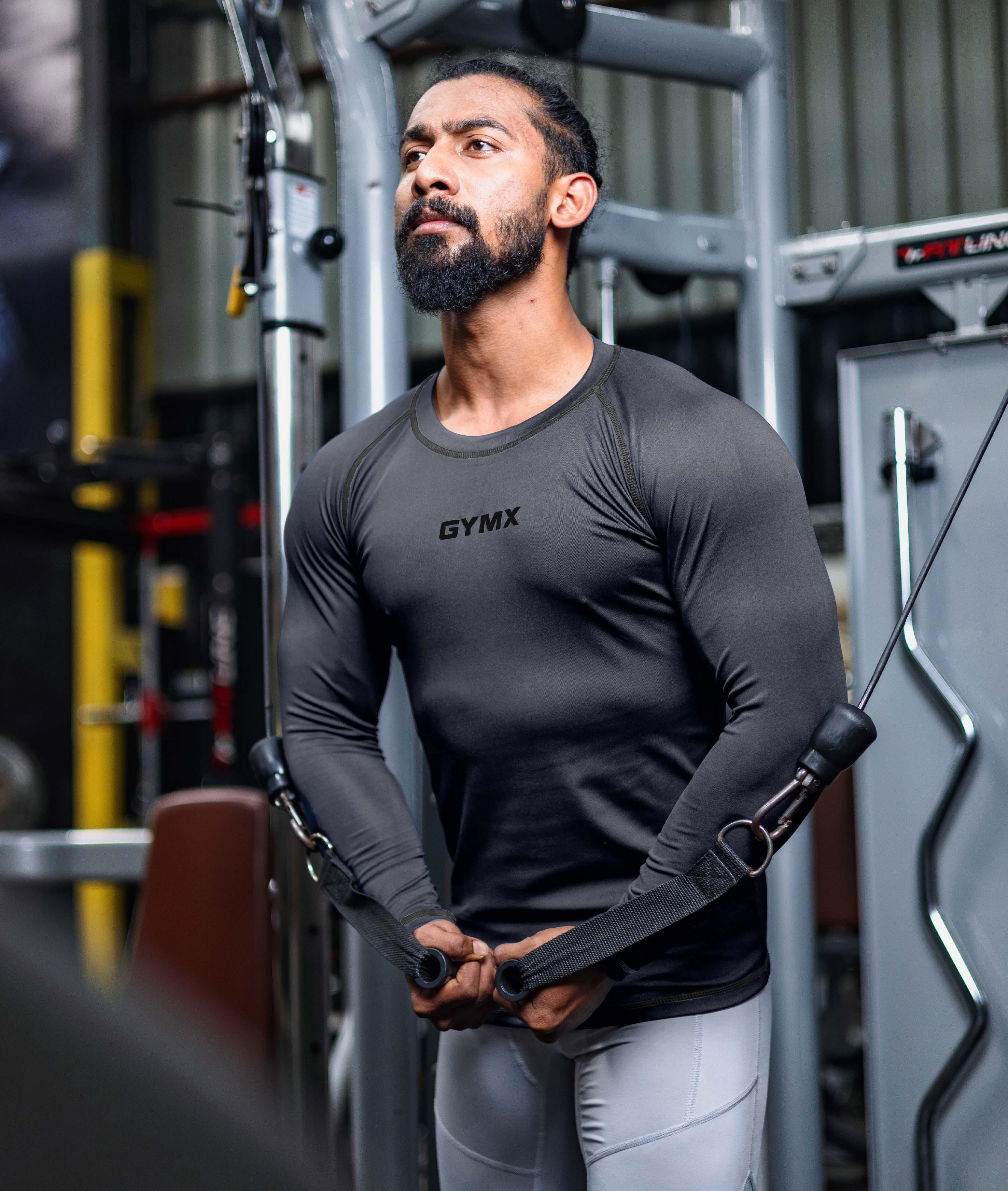 Compression GymX Carbon Grey Full Sleeve Tee.