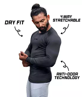 Compression GymX Carbon Grey Full Sleeve Tee.