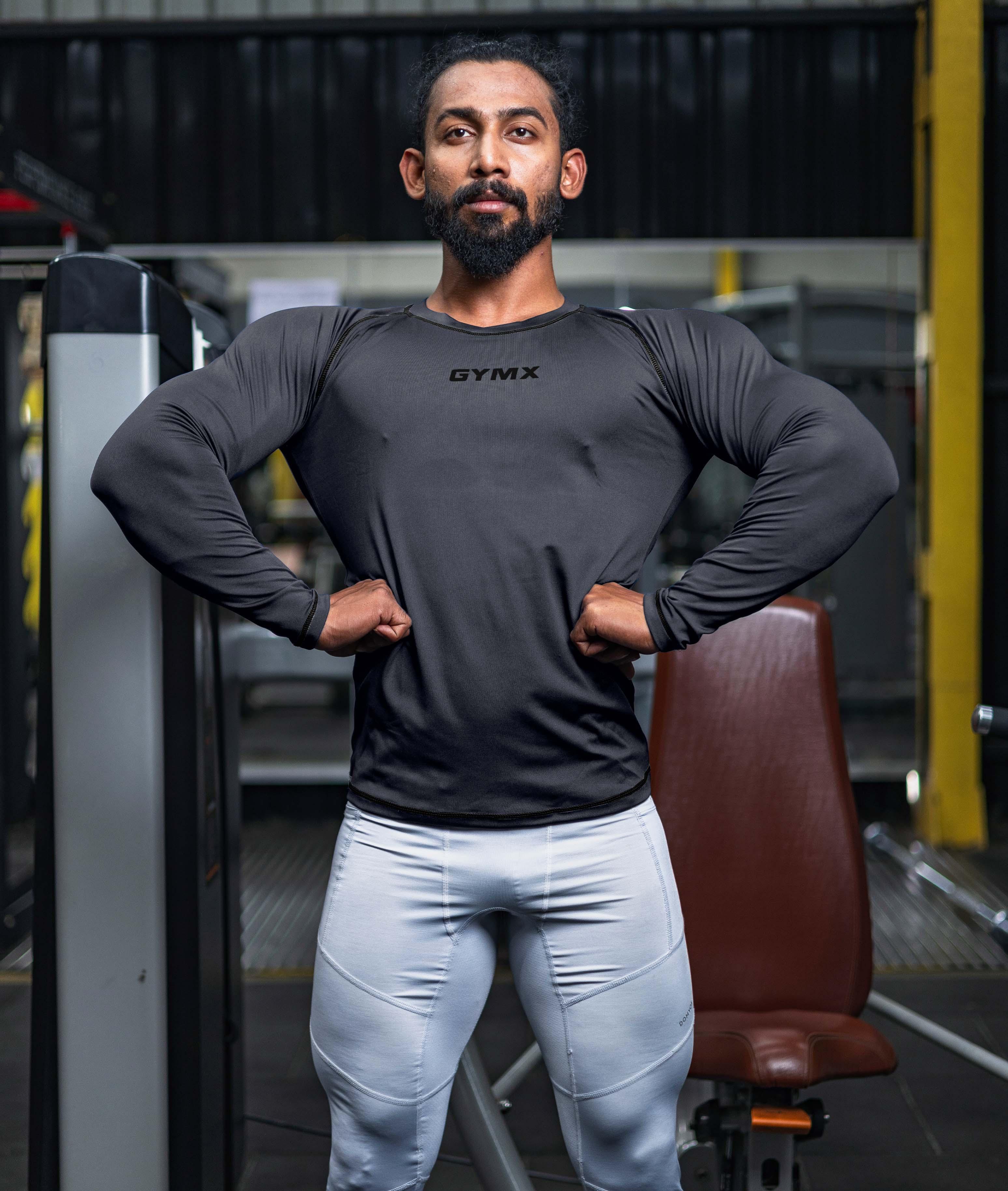 Compression GymX Carbon Grey Full Sleeve Tee.