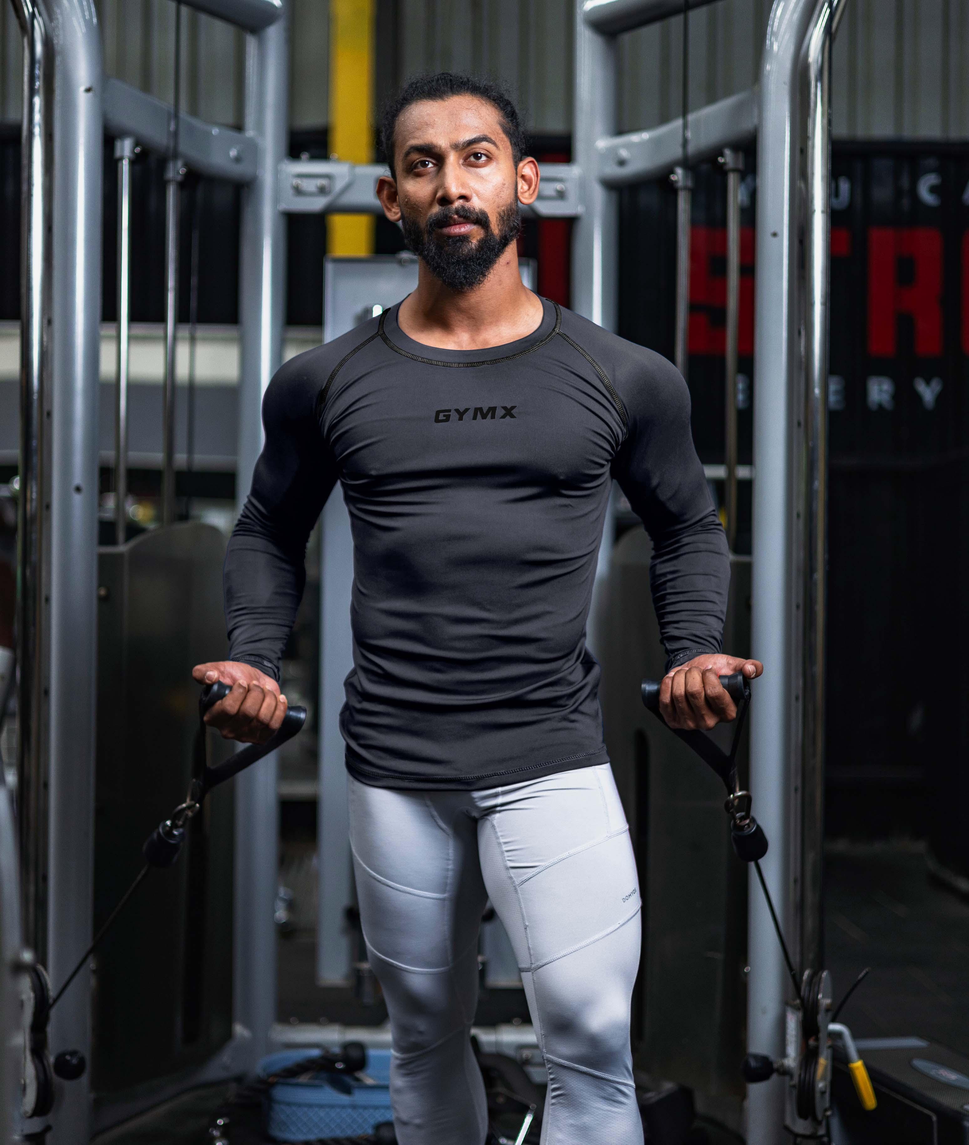 Compression GymX Carbon Grey Full Sleeve Tee.