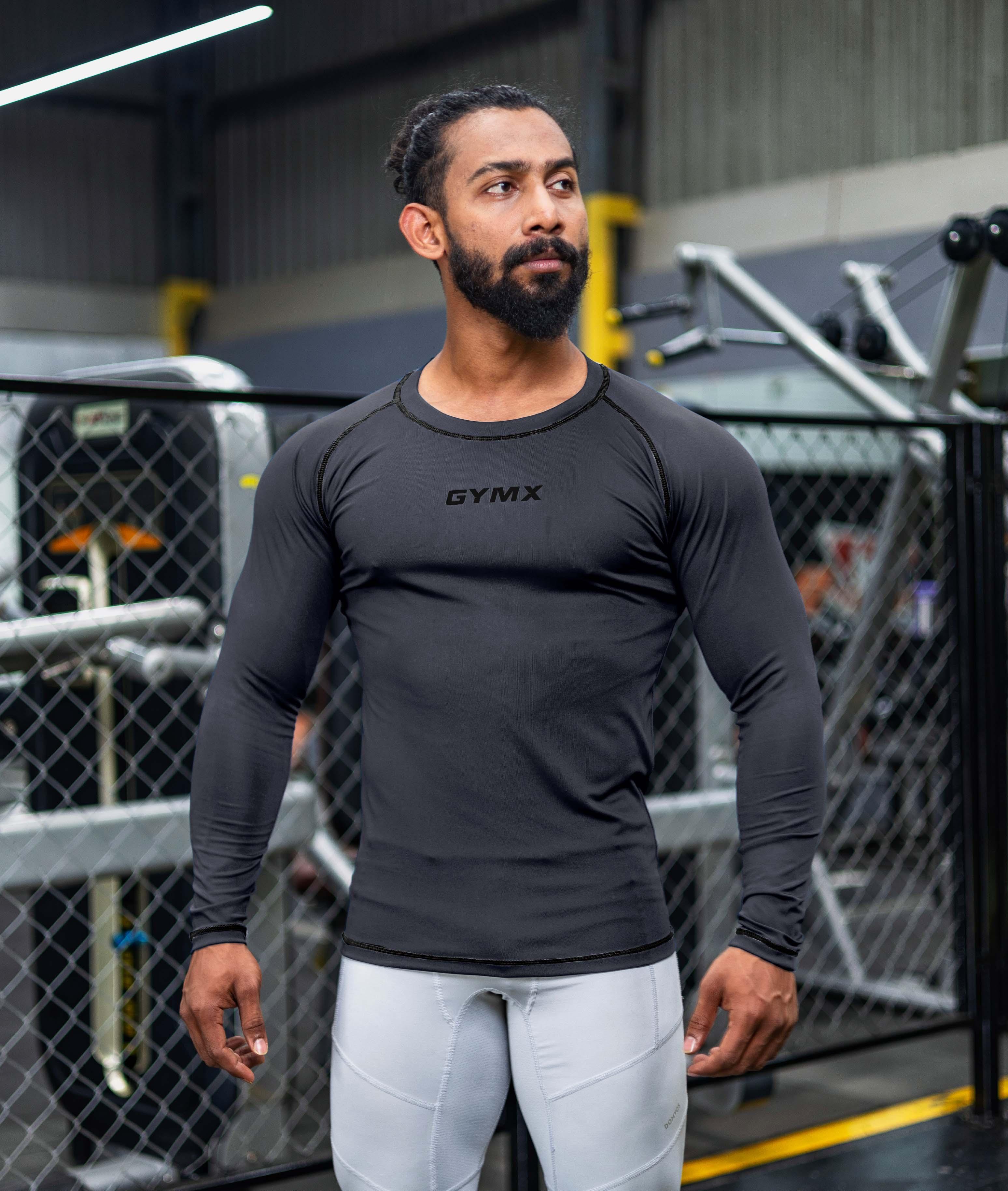 Compression GymX Carbon Grey Full Sleeve Tee.