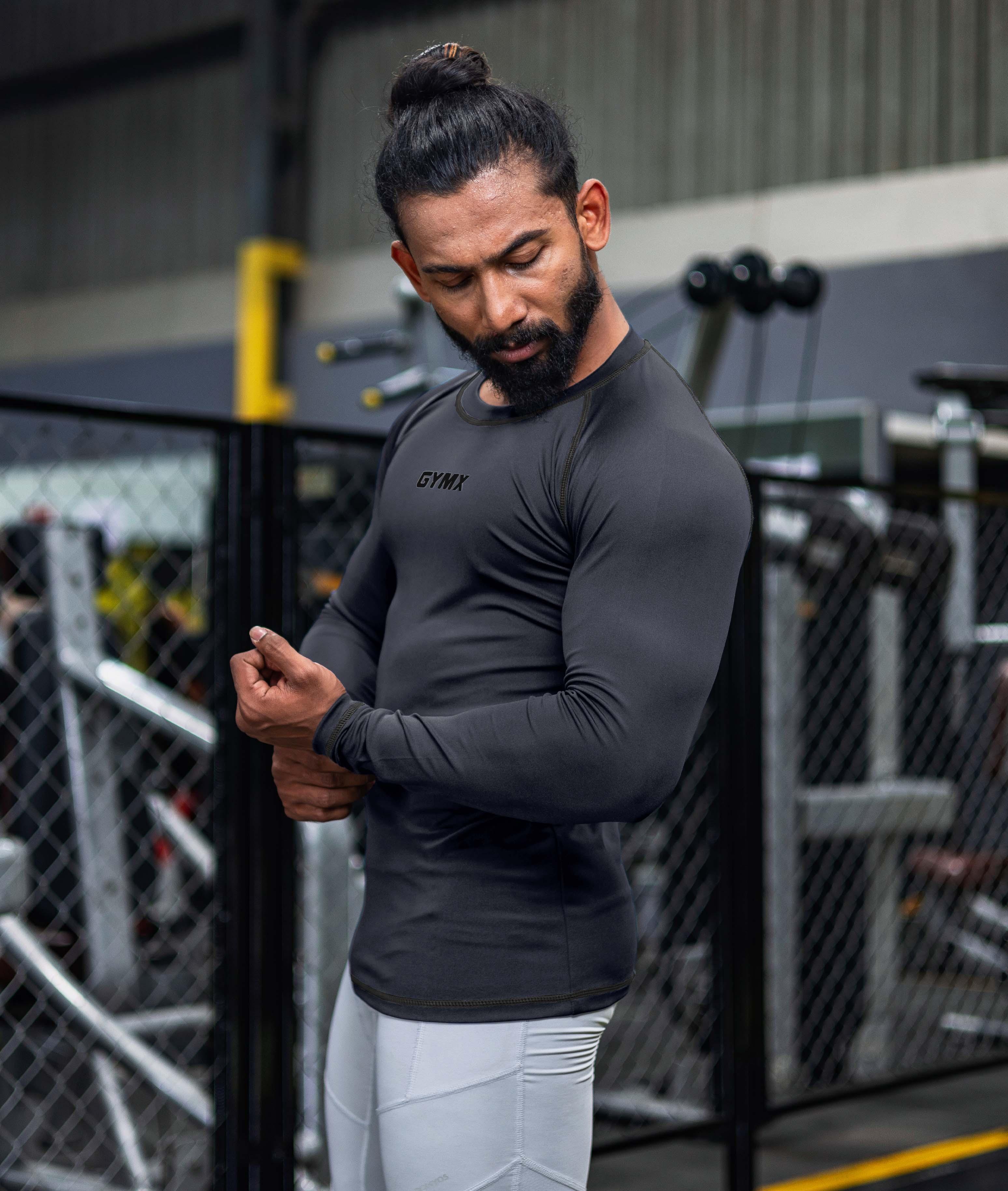 Compression GymX Carbon Grey Full Sleeve Tee.