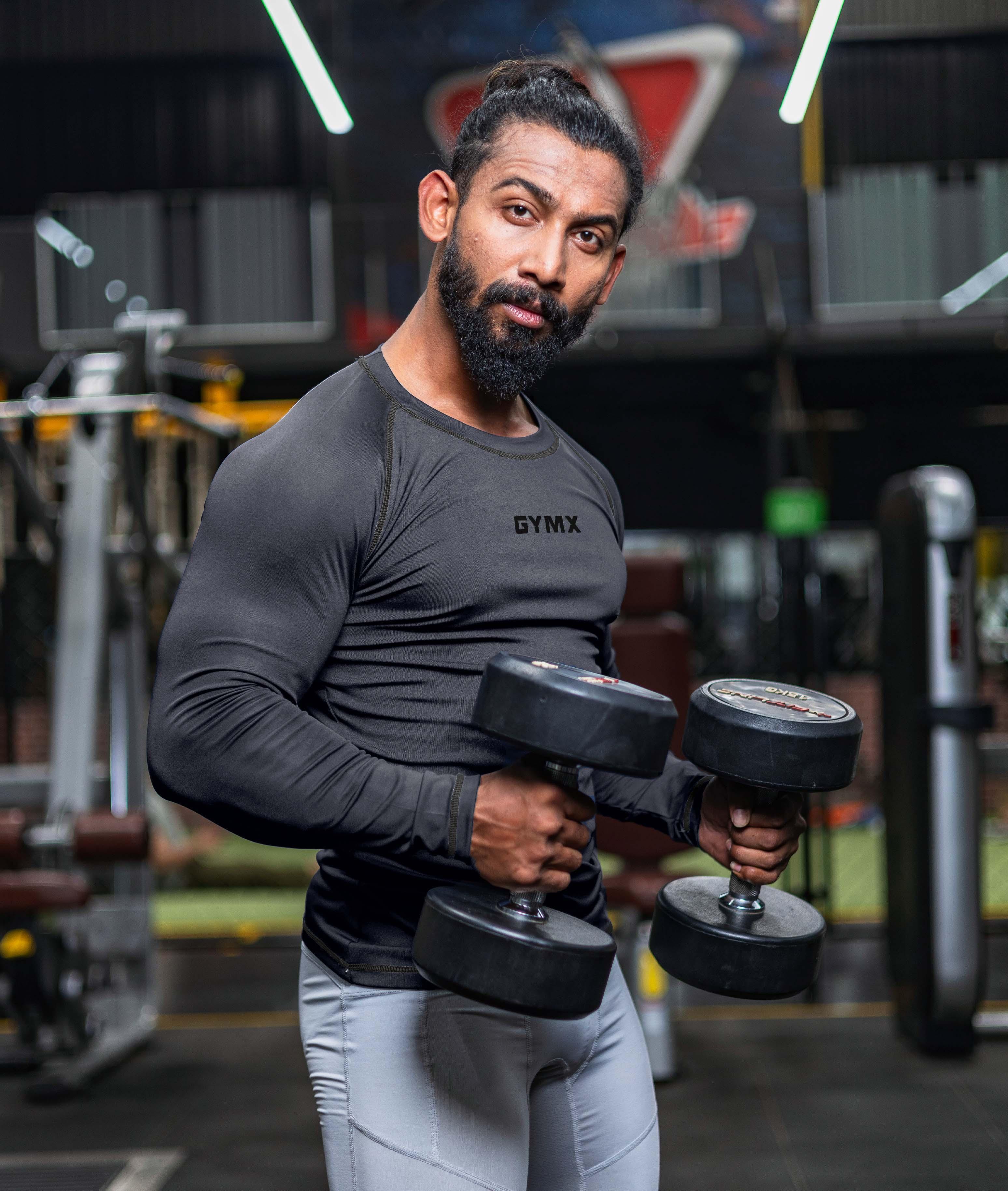 Compression GymX Carbon Grey Full Sleeve Tee.