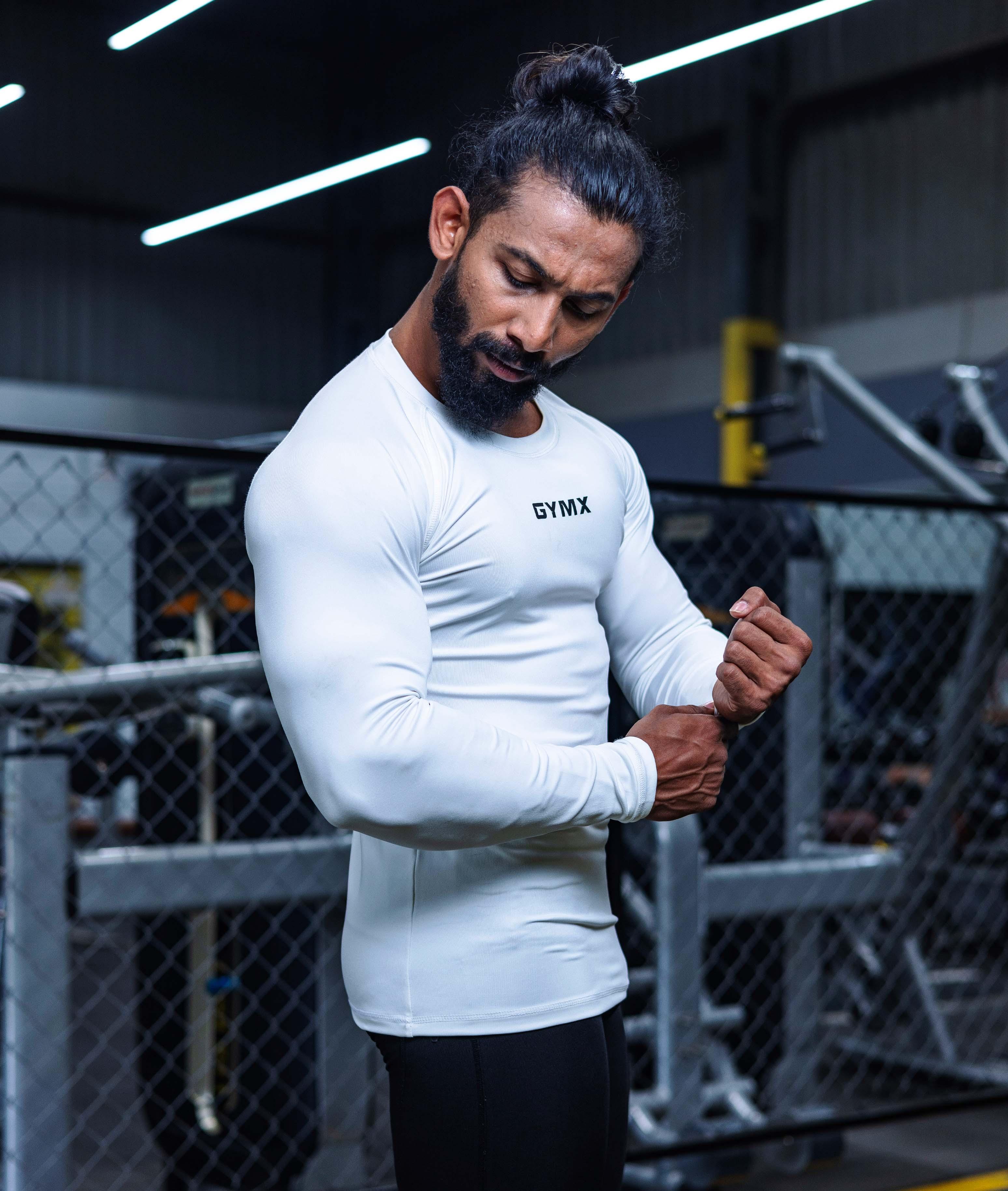 Compression GymX Full Sleeve Tee in White