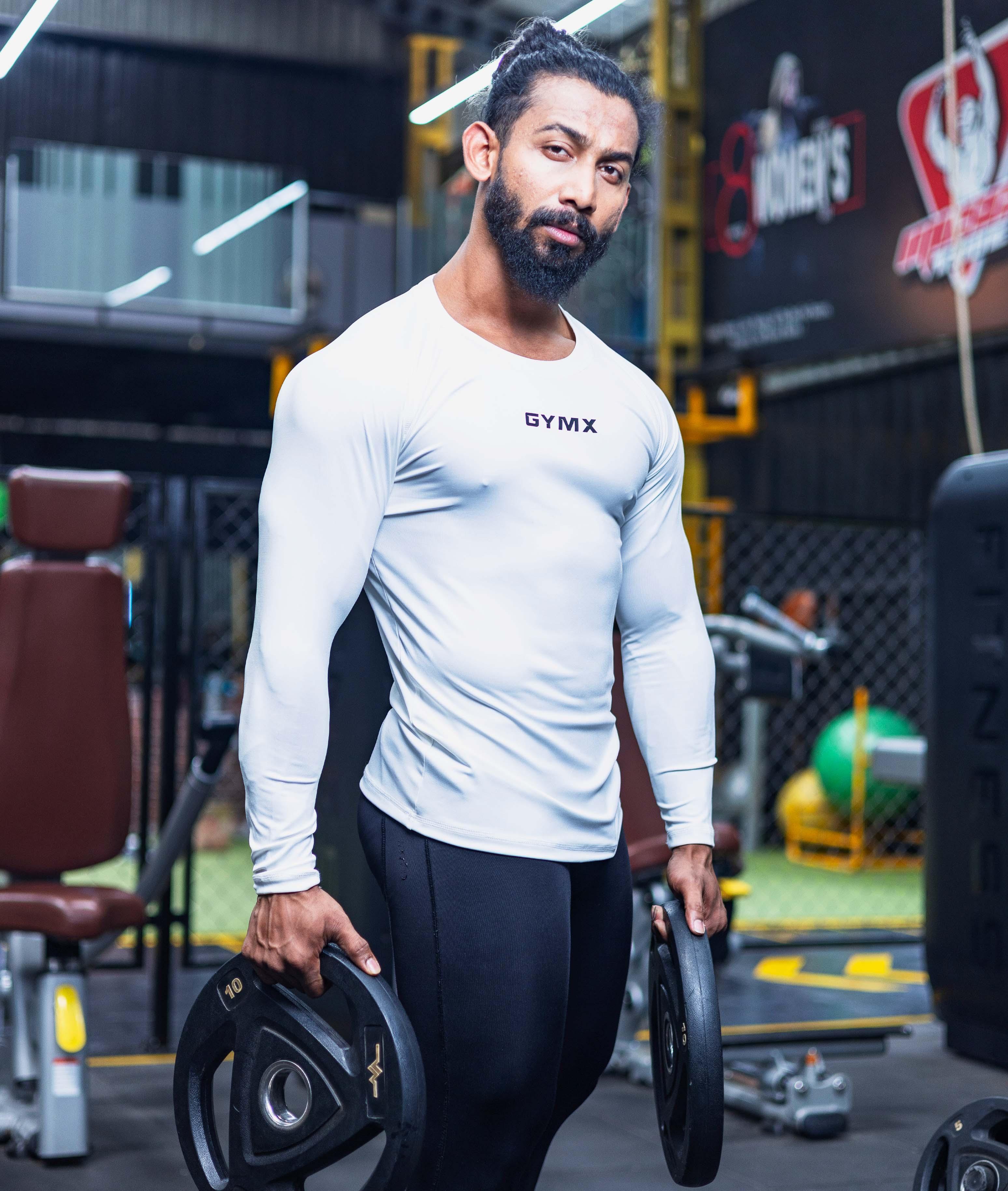 Compression GymX Full Sleeve Tee in White