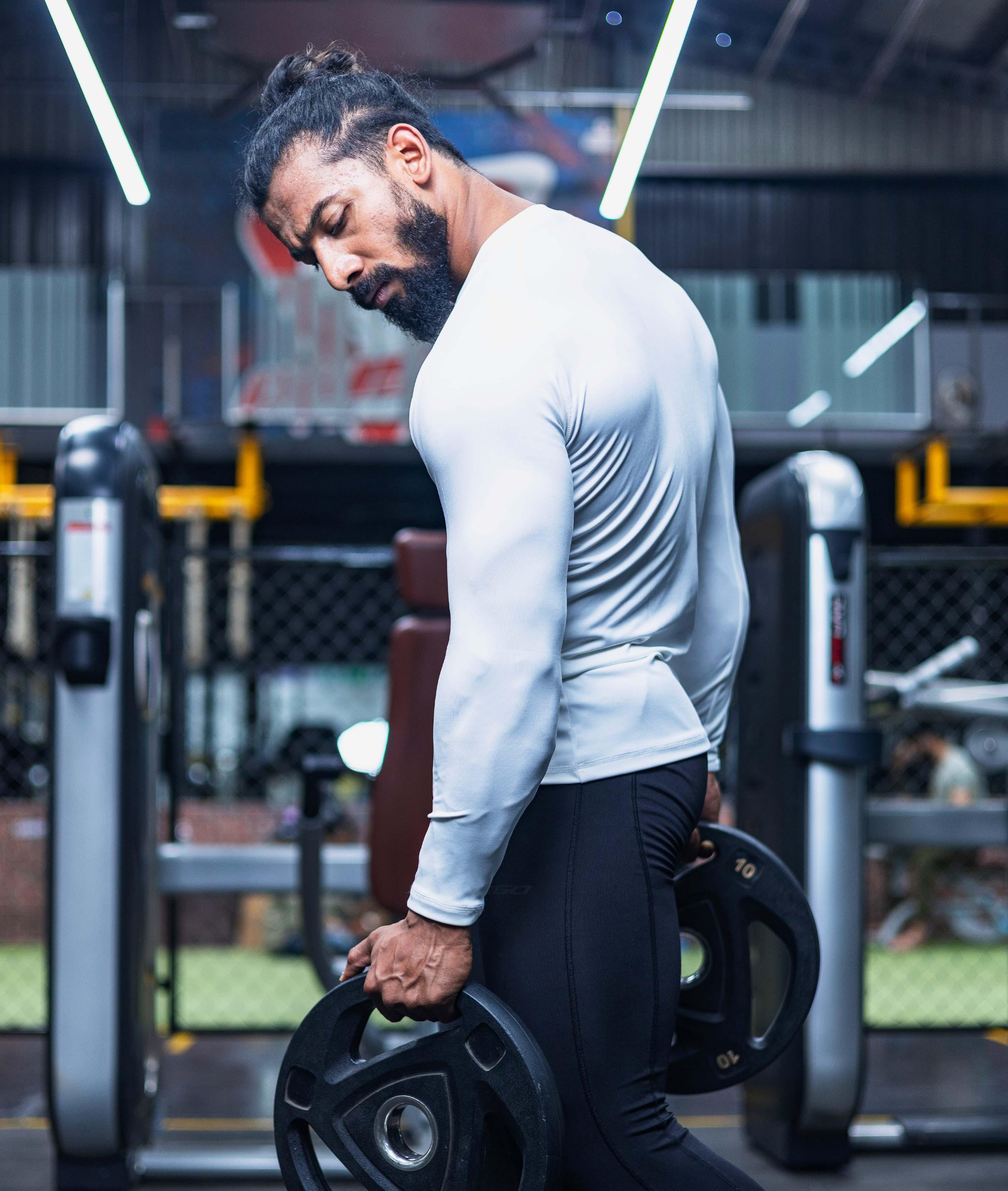 Compression GymX Full Sleeve Tee in White