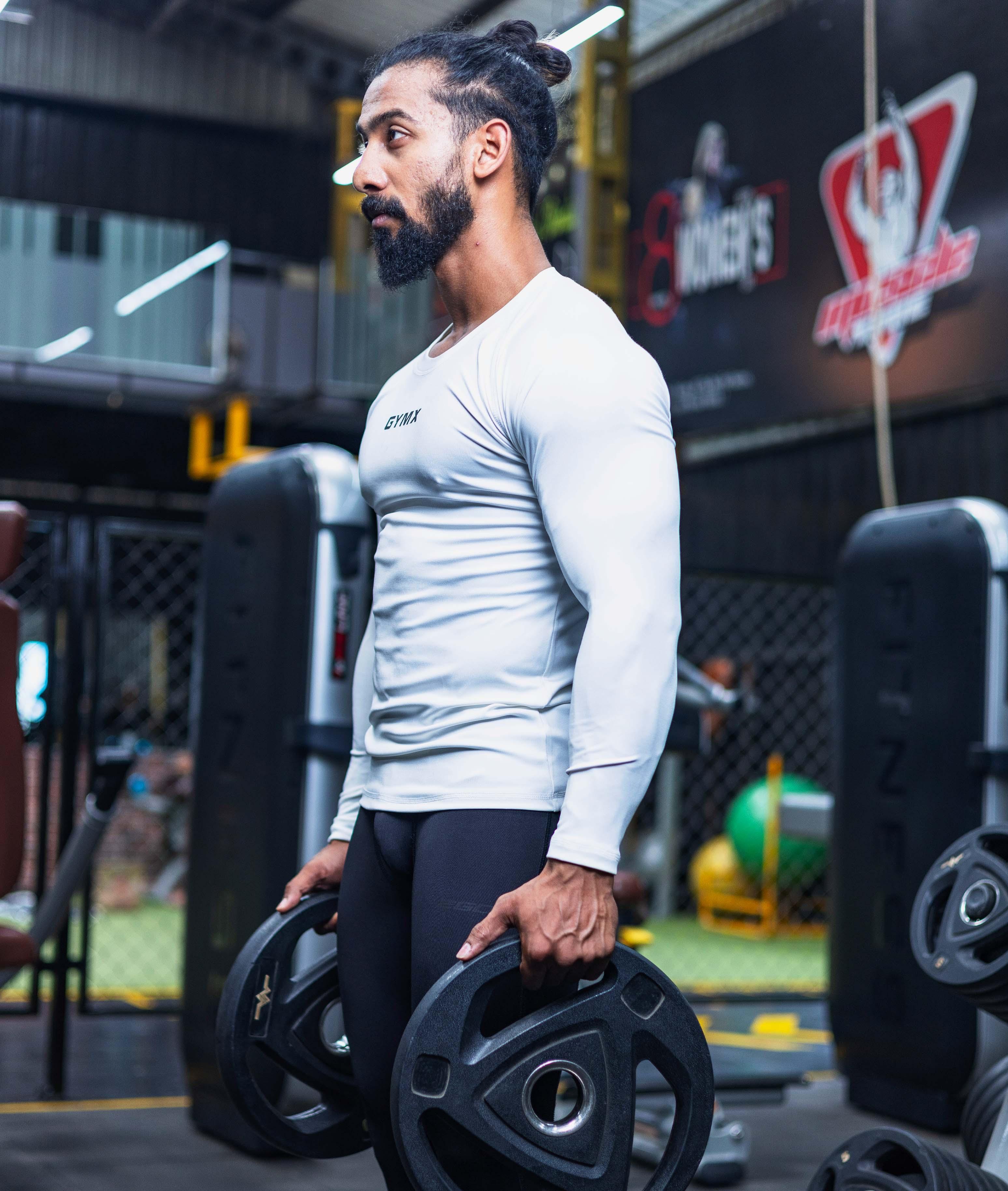 Compression GymX Full Sleeve Tee in White