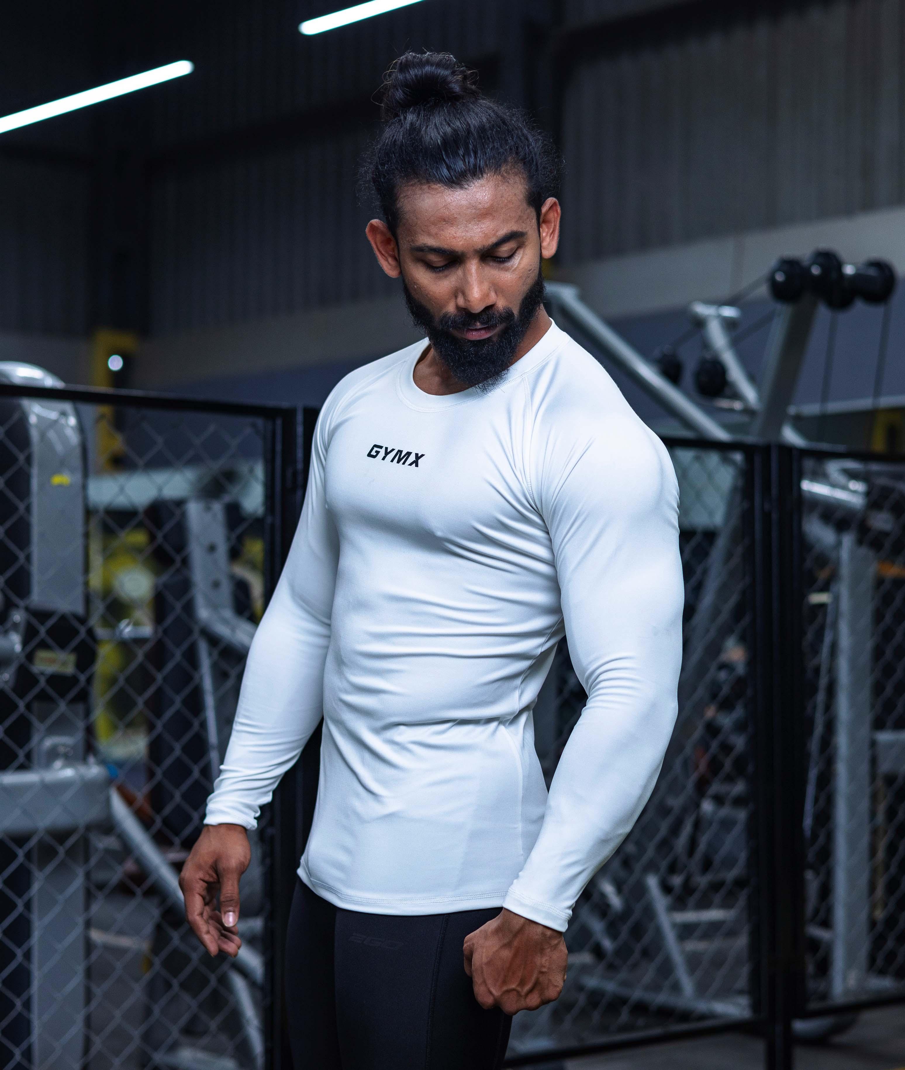 Compression GymX Full Sleeve Tee in White