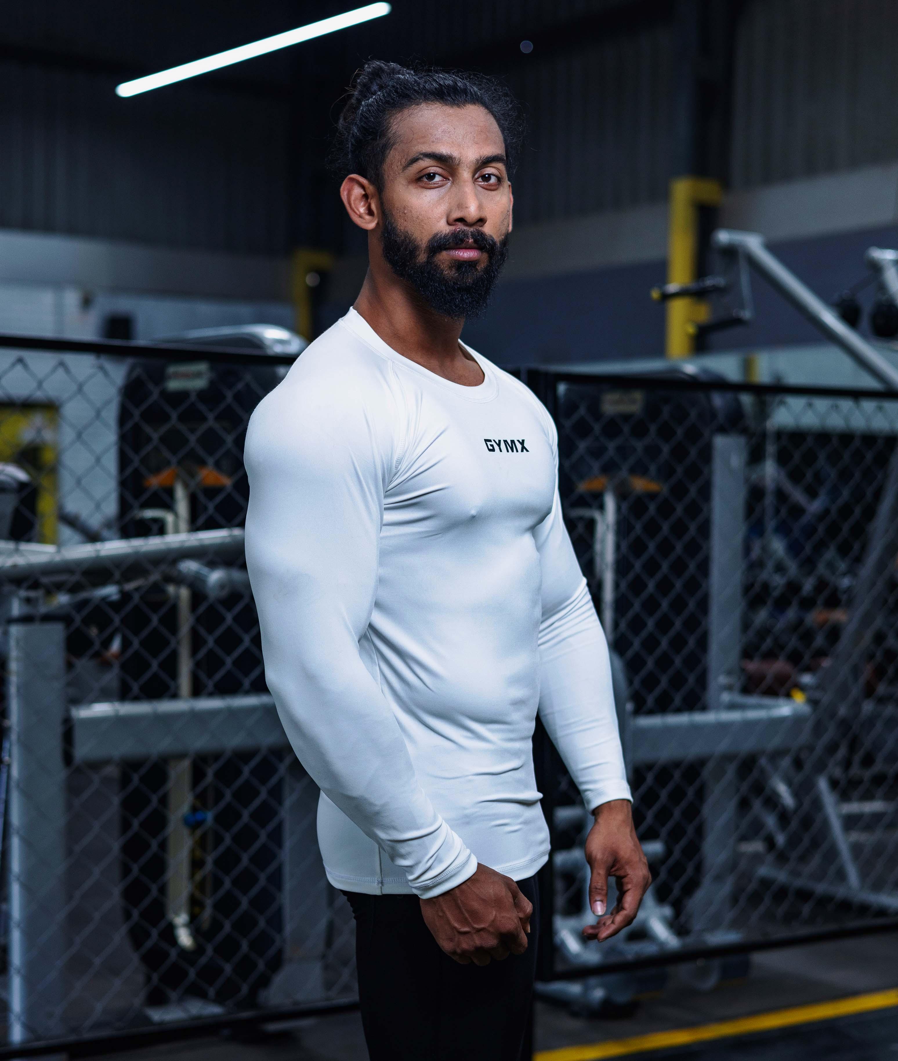 Compression GymX Full Sleeve Tee in White