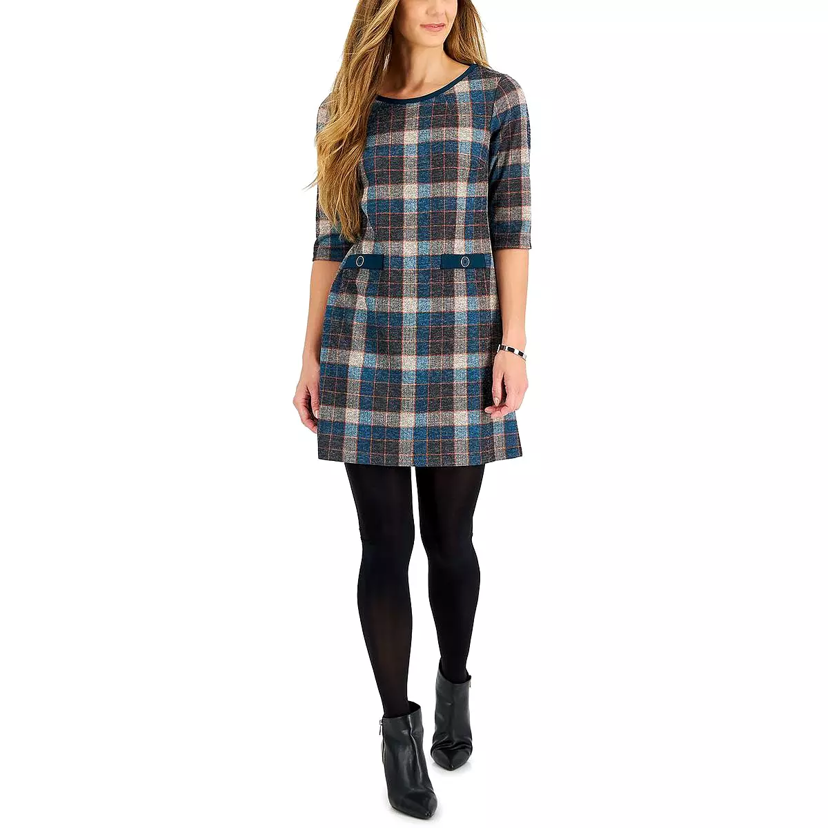 Connected Apparel Women's Petites Casual Warm Shift Dress