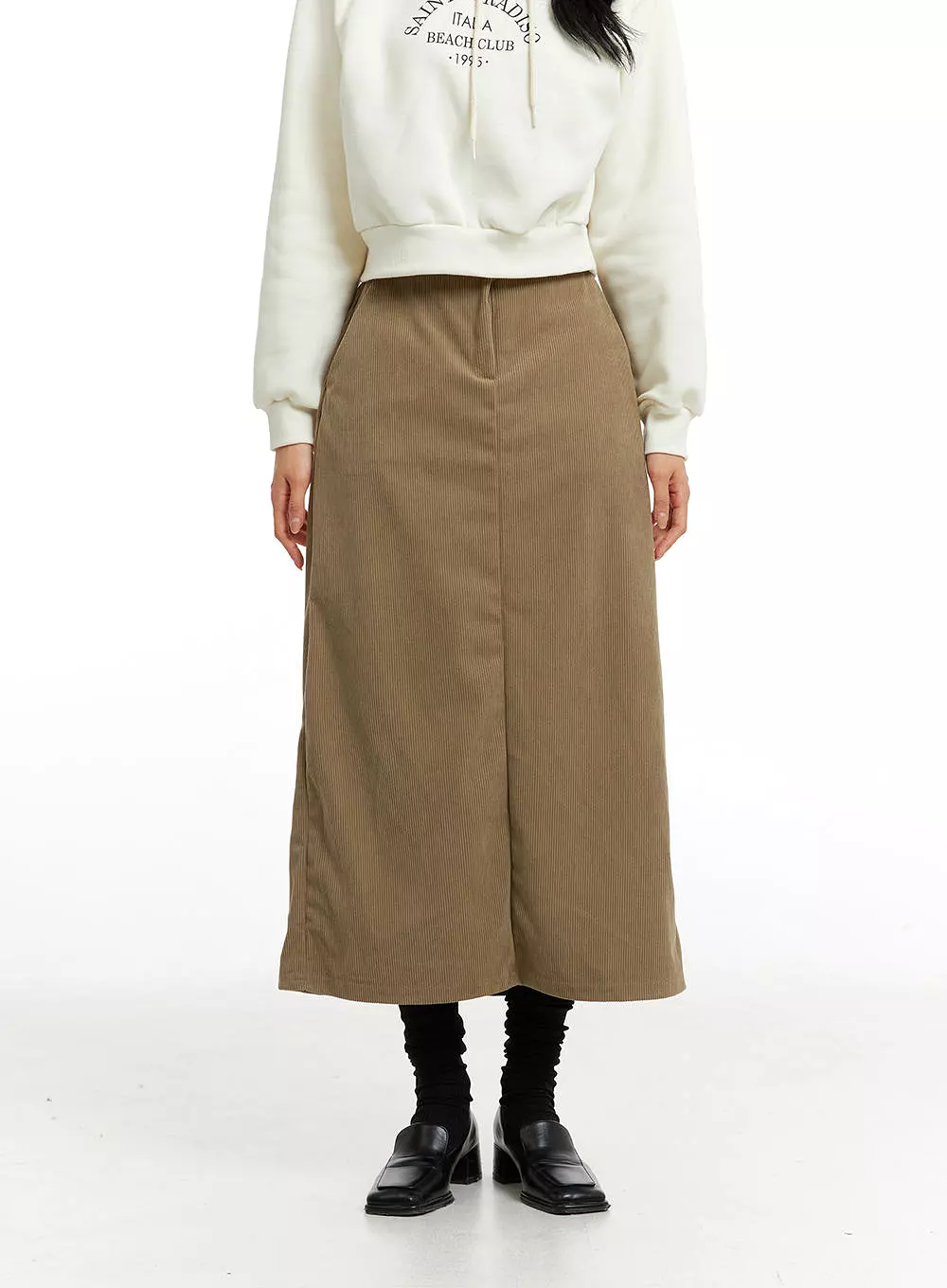 Corduroy Maxi Skirt - Slit Style ON315