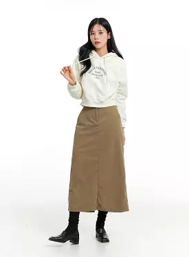 Corduroy Maxi Skirt - Slit Style ON315