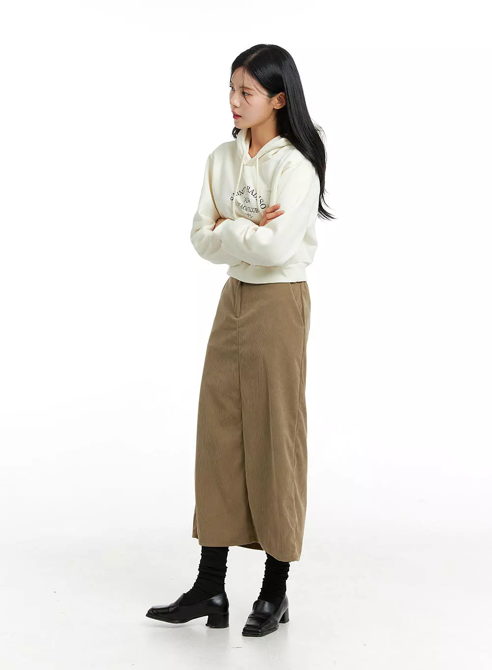 Corduroy Maxi Skirt - Slit Style ON315