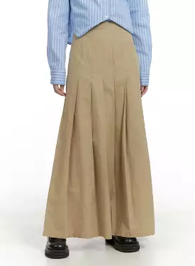 Cotton Maxi Skirt with Pleated Design CA408