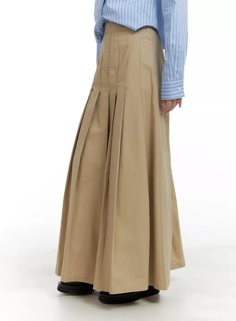 Cotton Maxi Skirt with Pleated Design CA408