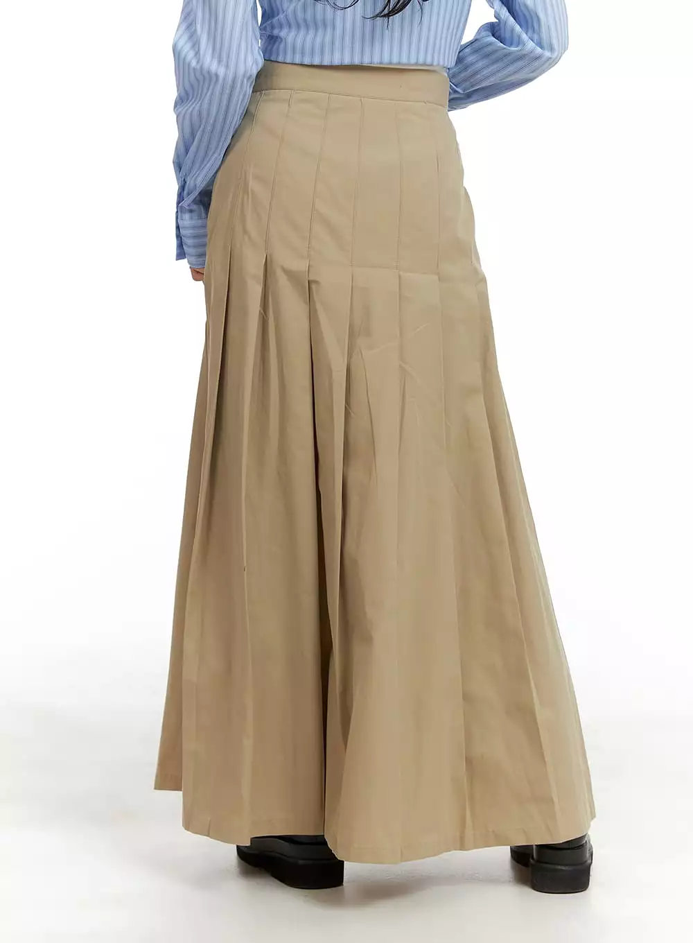 Cotton Maxi Skirt with Pleated Design CA408