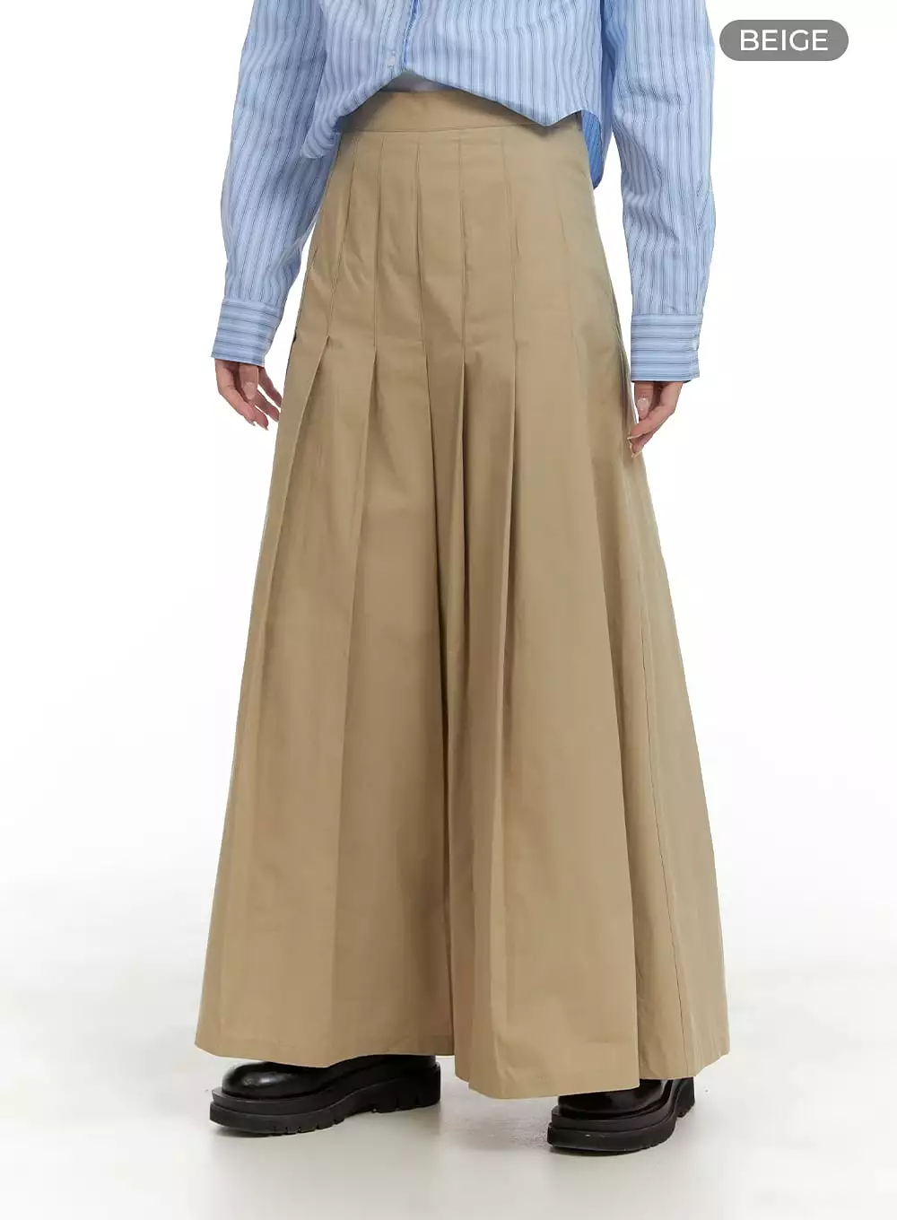 Cotton Maxi Skirt with Pleated Design CA408