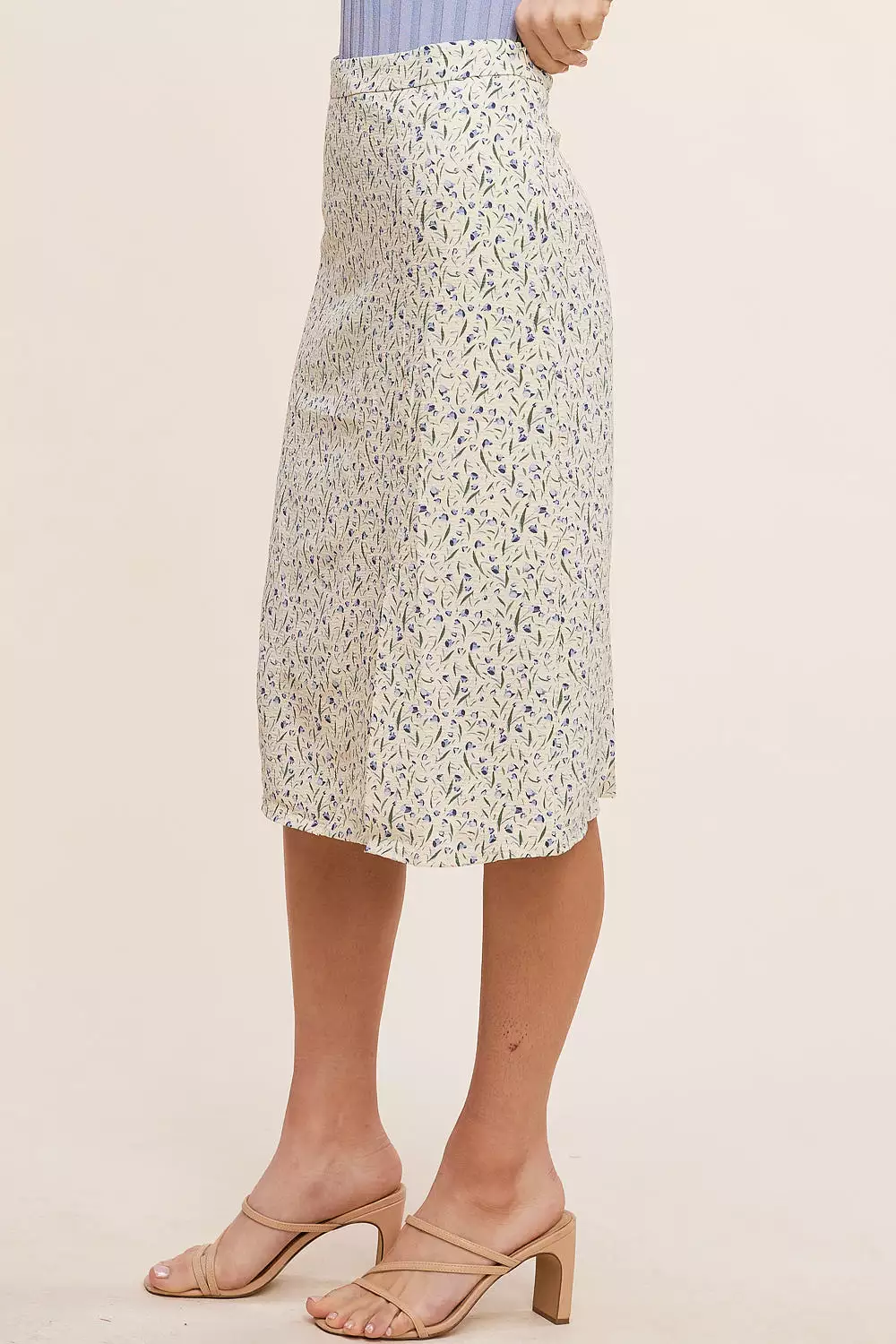 Cream Floral Midi Skirt - Shop Now