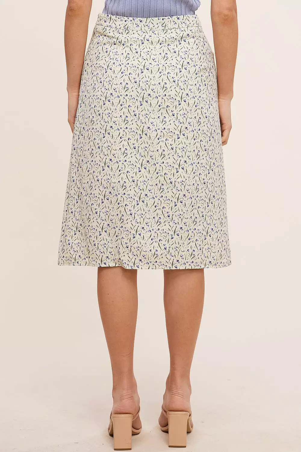 Cream Floral Midi Skirt - Shop Now