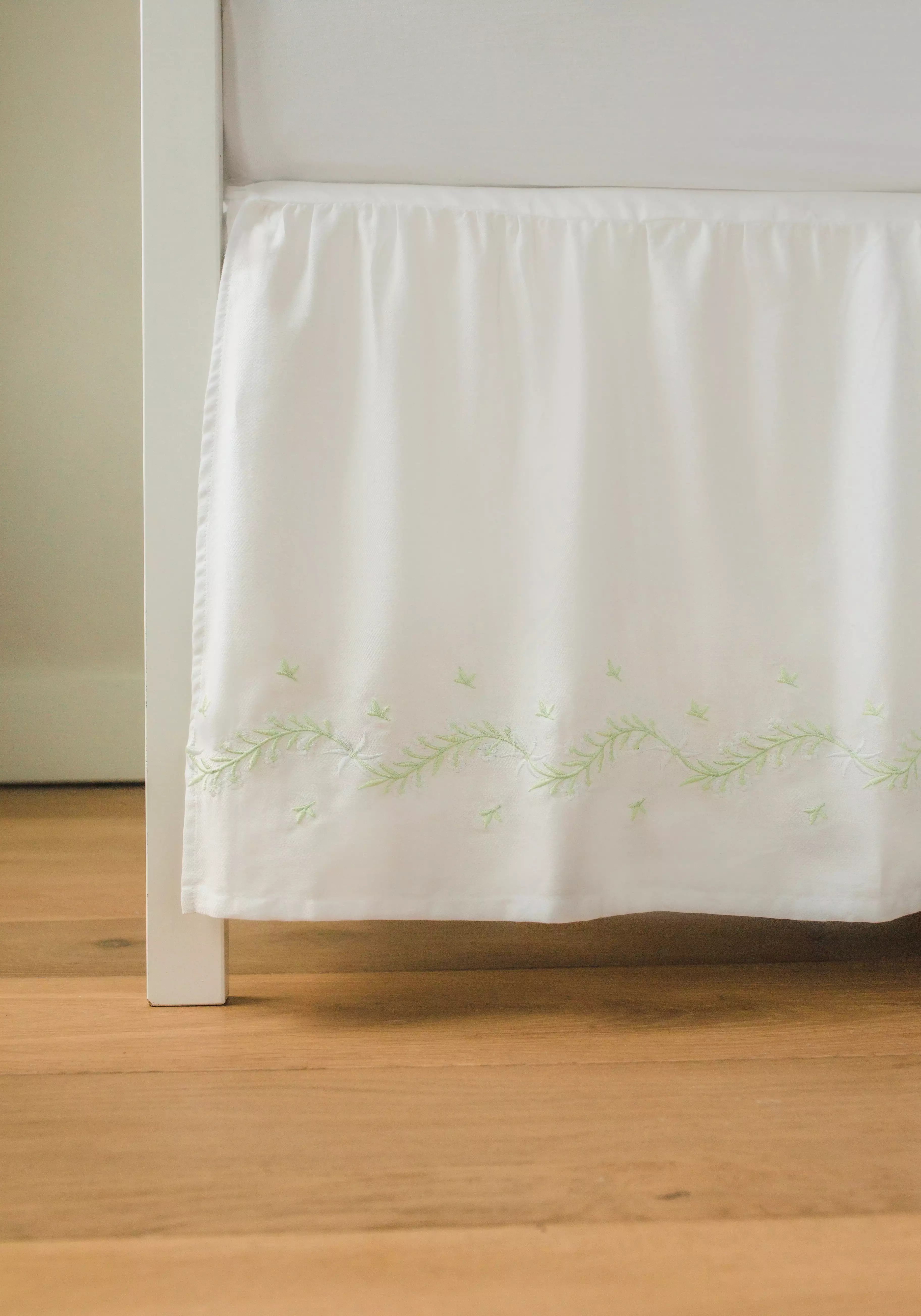 Crib Skirt Embroidered Meadow