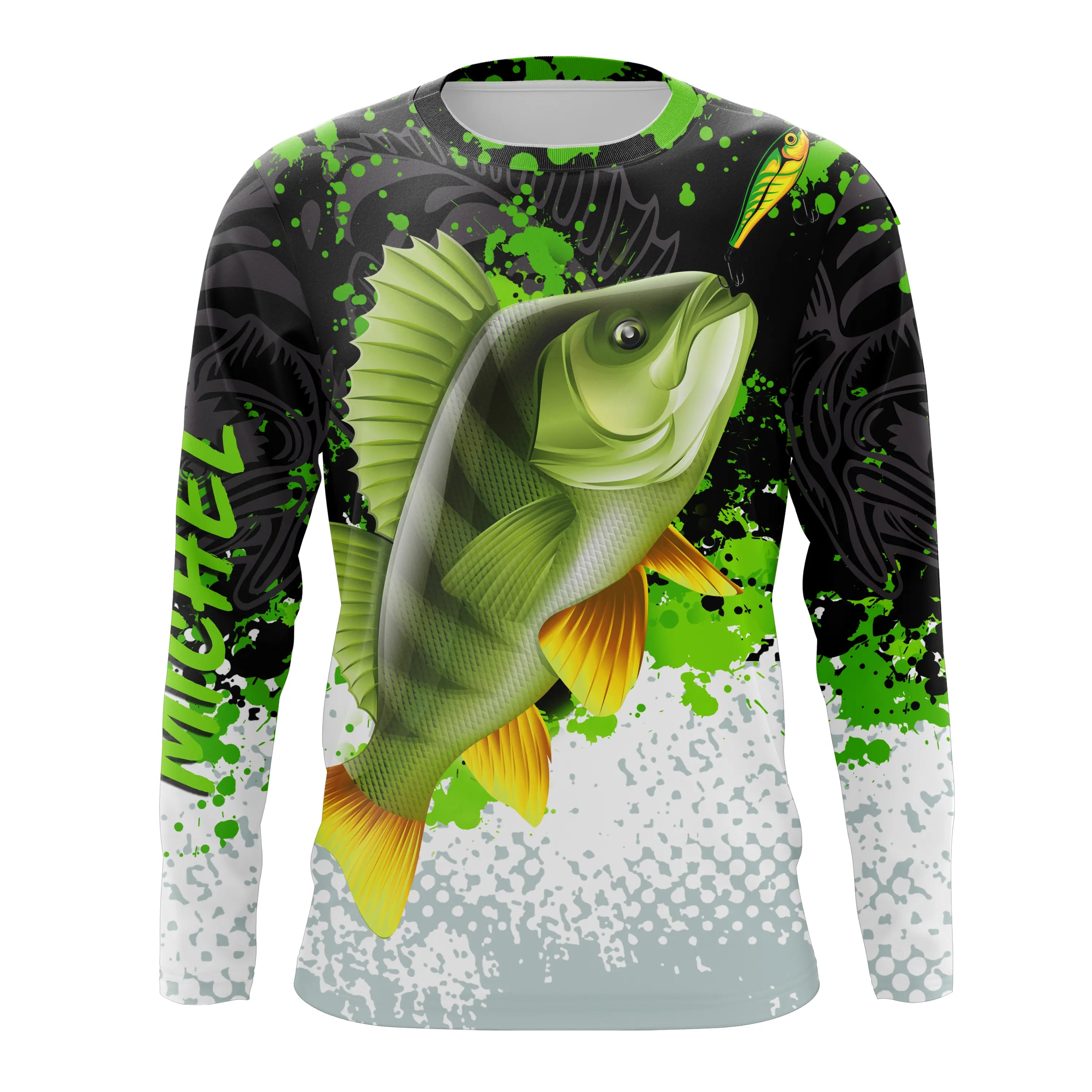 Custom Personalized Fishing Shirt - Perch Design, Green Black White, Ideal Gift for Fisherman - CT25072220