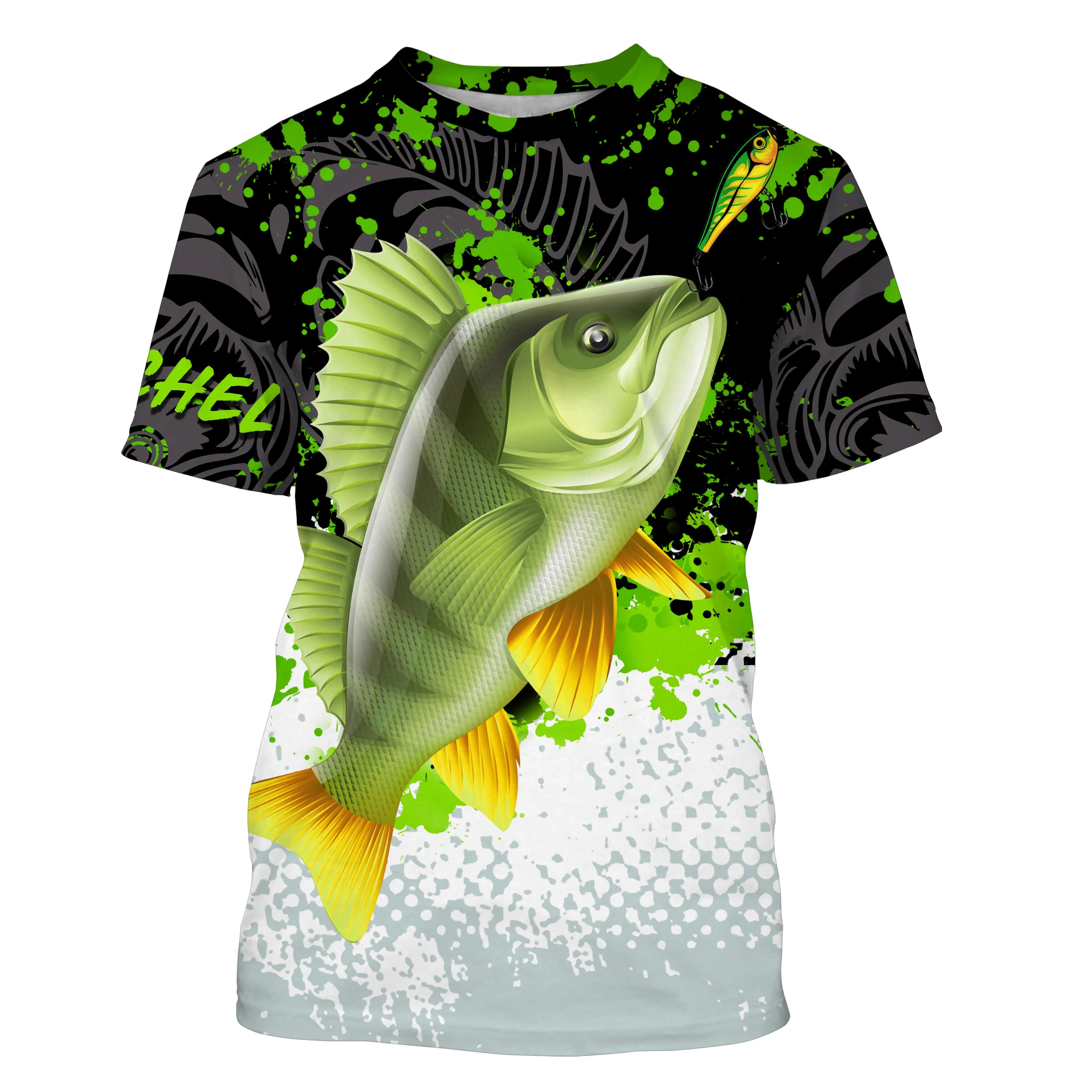 Custom Personalized Fishing Shirt - Perch Design, Green Black White, Ideal Gift for Fisherman - CT25072220