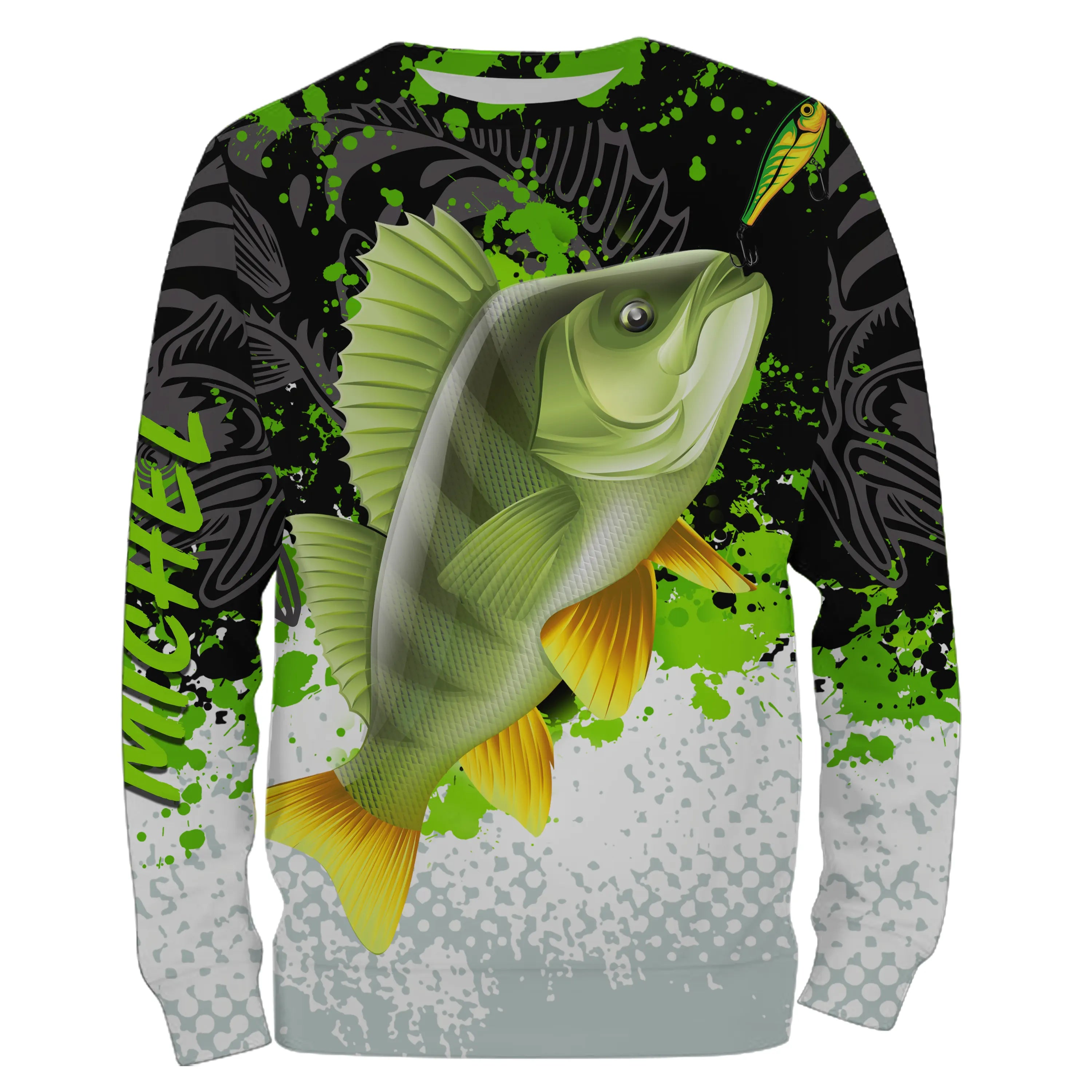 Custom Personalized Fishing Shirt - Perch Design, Green Black White, Ideal Gift for Fisherman - CT25072220