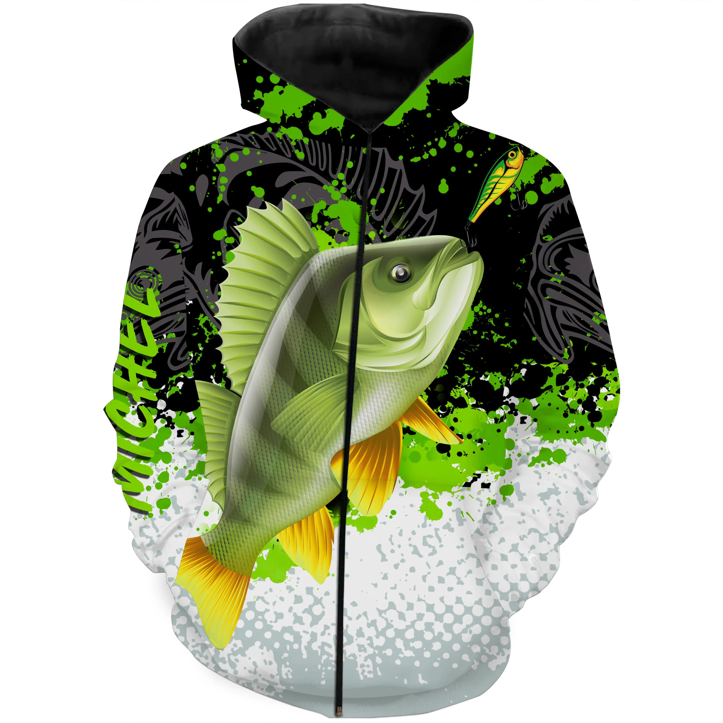 Custom Personalized Fishing Shirt - Perch Design, Green Black White, Ideal Gift for Fisherman - CT25072220