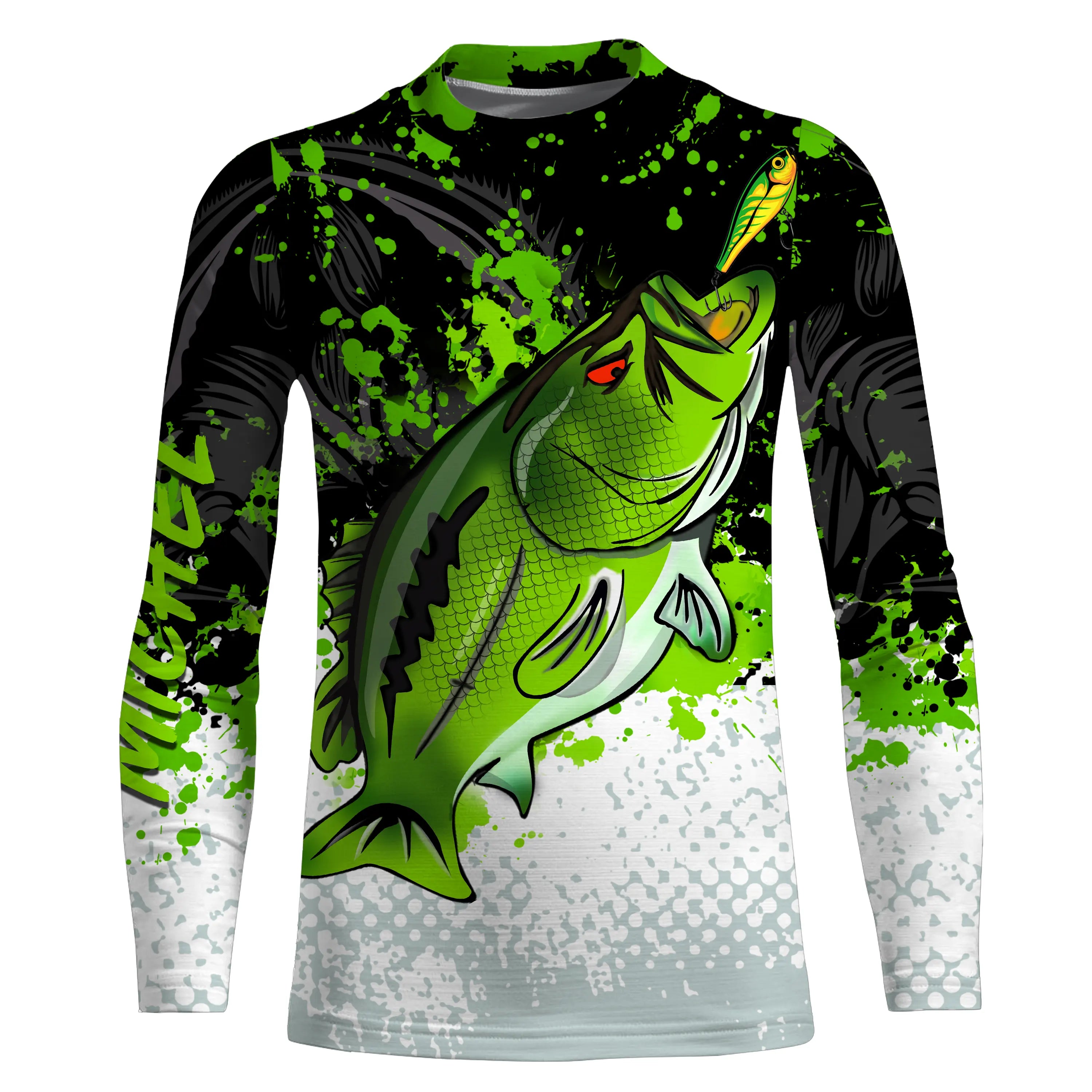 Customizable Anti-UV Fishing Shirt - Green Black White - Ideal Gift for Fisherman - CT25072214