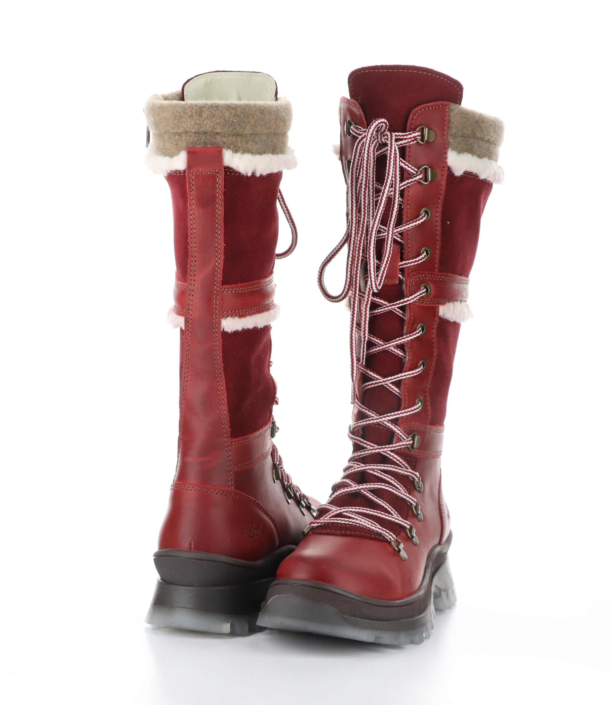 Daws Round Toe Boots in Red, Sangria, and Beige