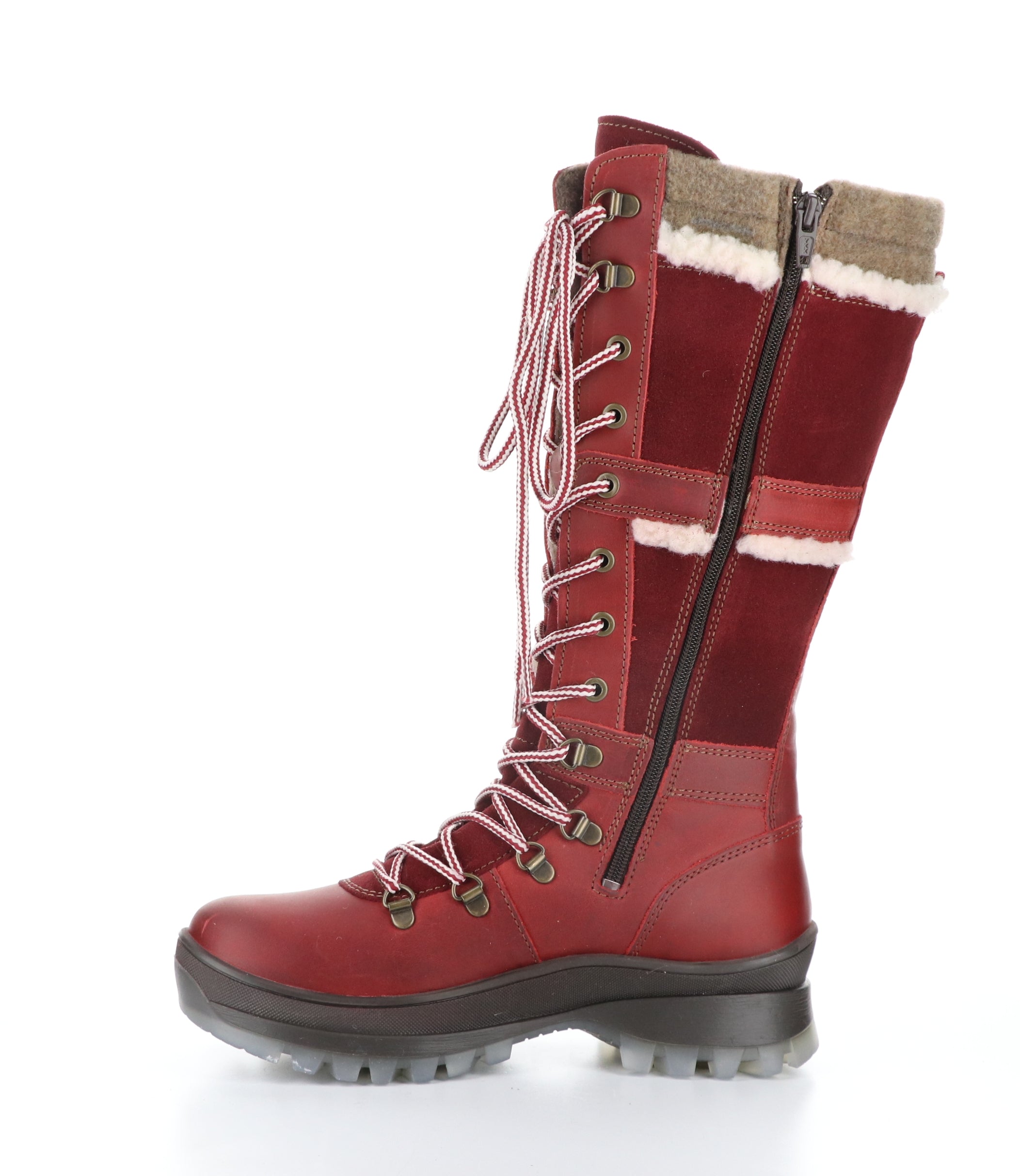 Daws Round Toe Boots in Red, Sangria, and Beige