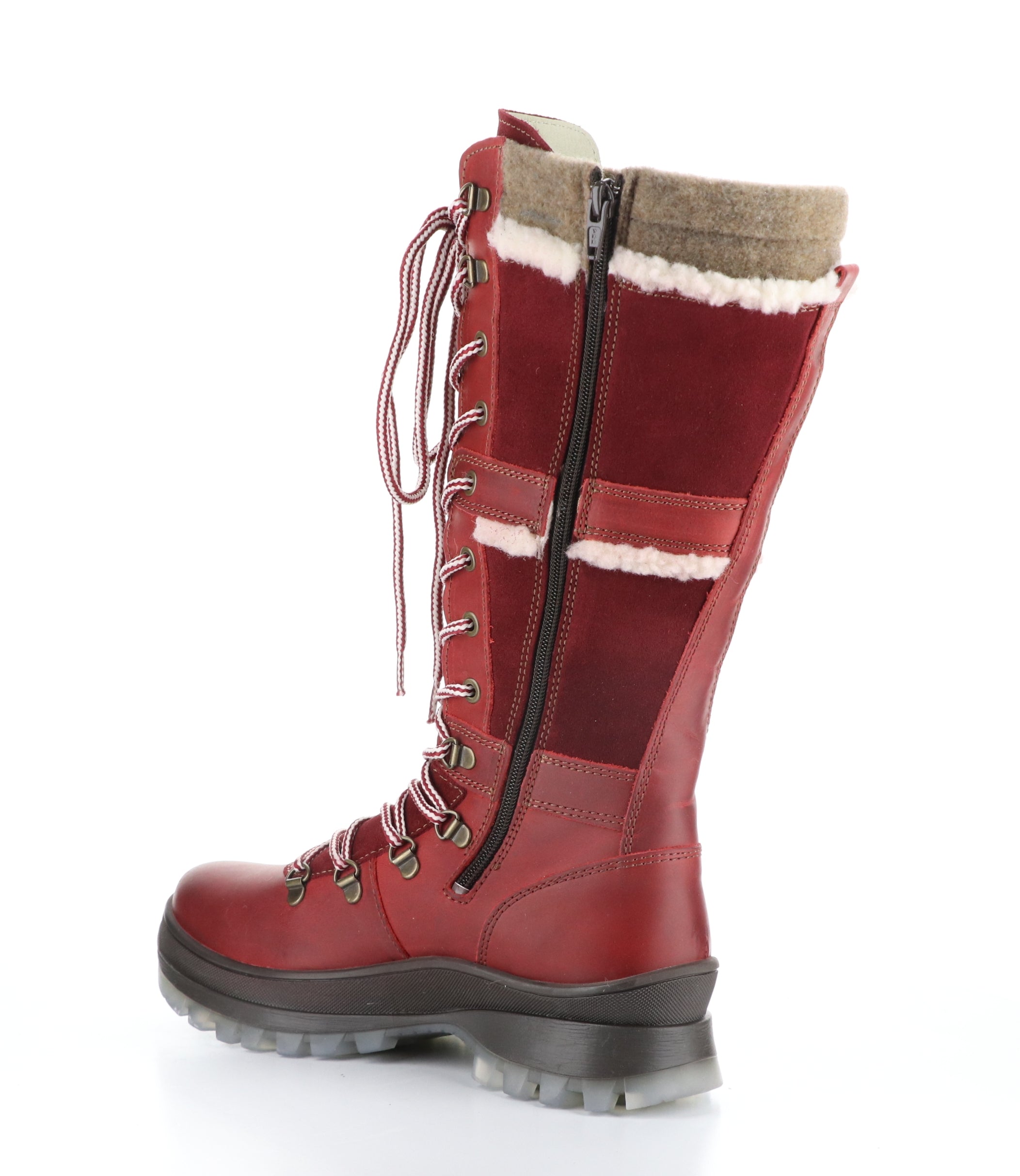 Daws Round Toe Boots in Red, Sangria, and Beige