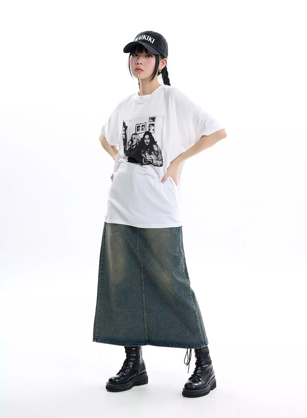 Denim Maxi Skirt Split - IF413