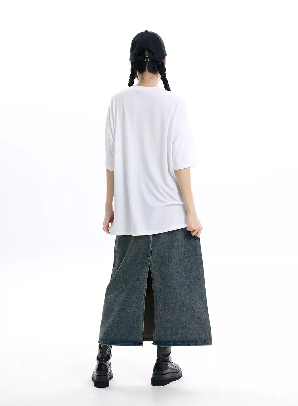 Denim Maxi Skirt Split - IF413