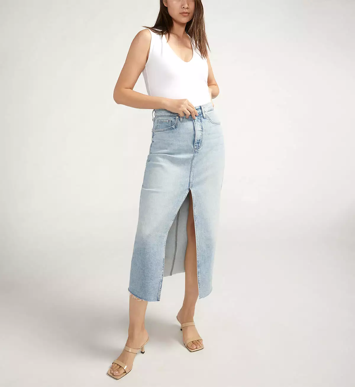 Denim Midi Skirt - Best Keywords: Denim Skirt, Midi Skirt, Denim Midi, Skirt