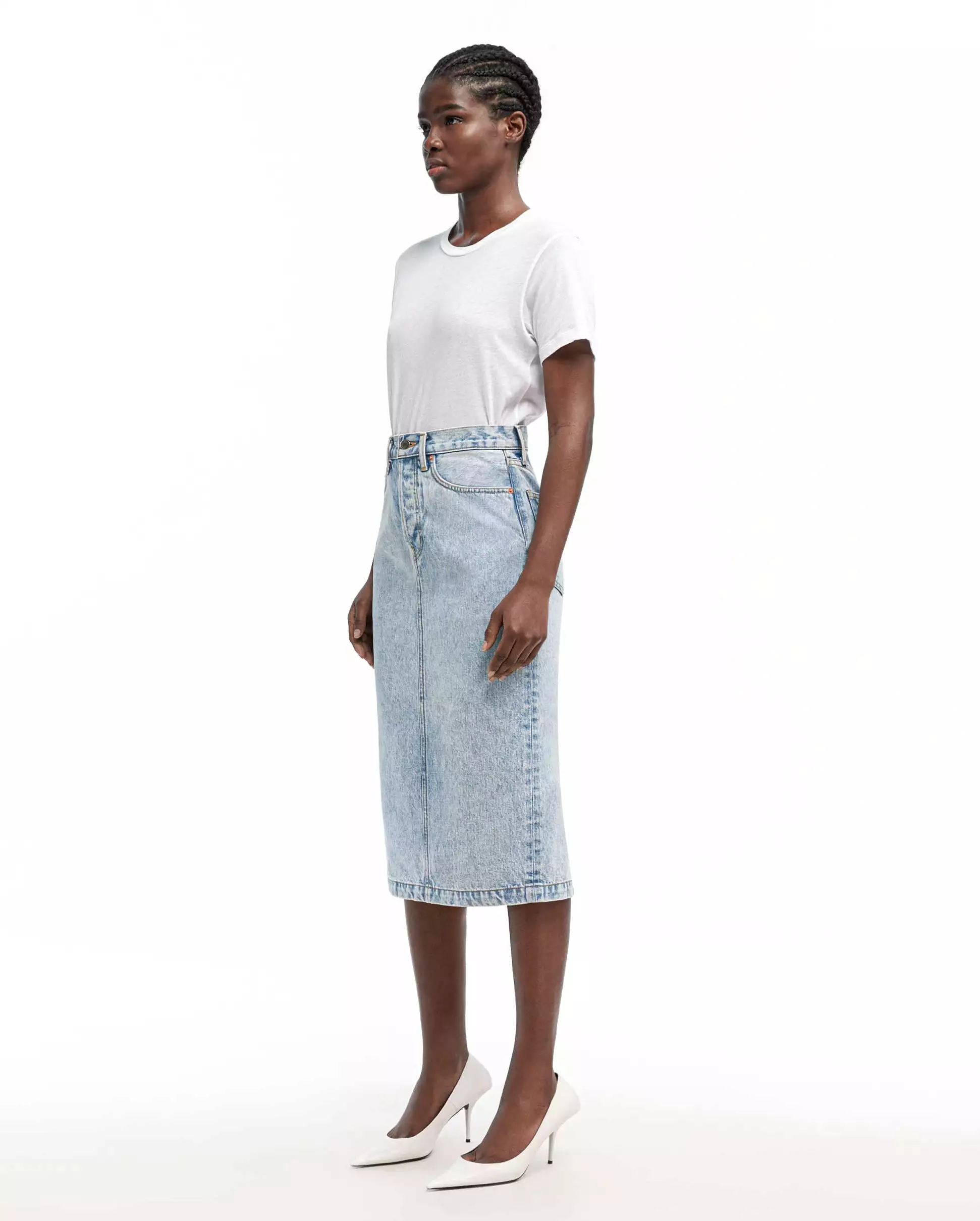 Denim Midi Skirt Blue - Shop Now